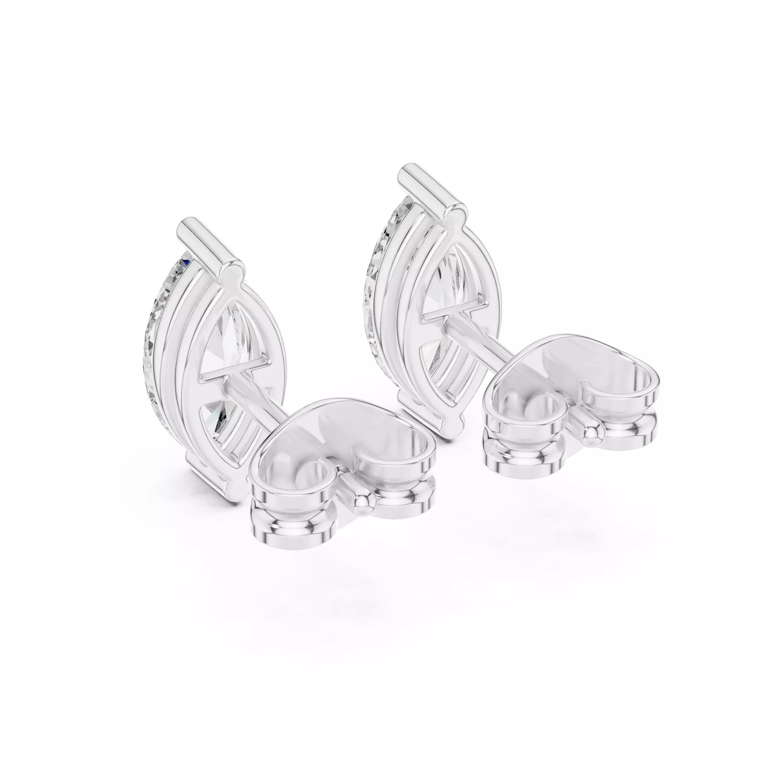 Marquise Diamond Studs Earrings 3dm stl renders 360 Animation  3D print model_4