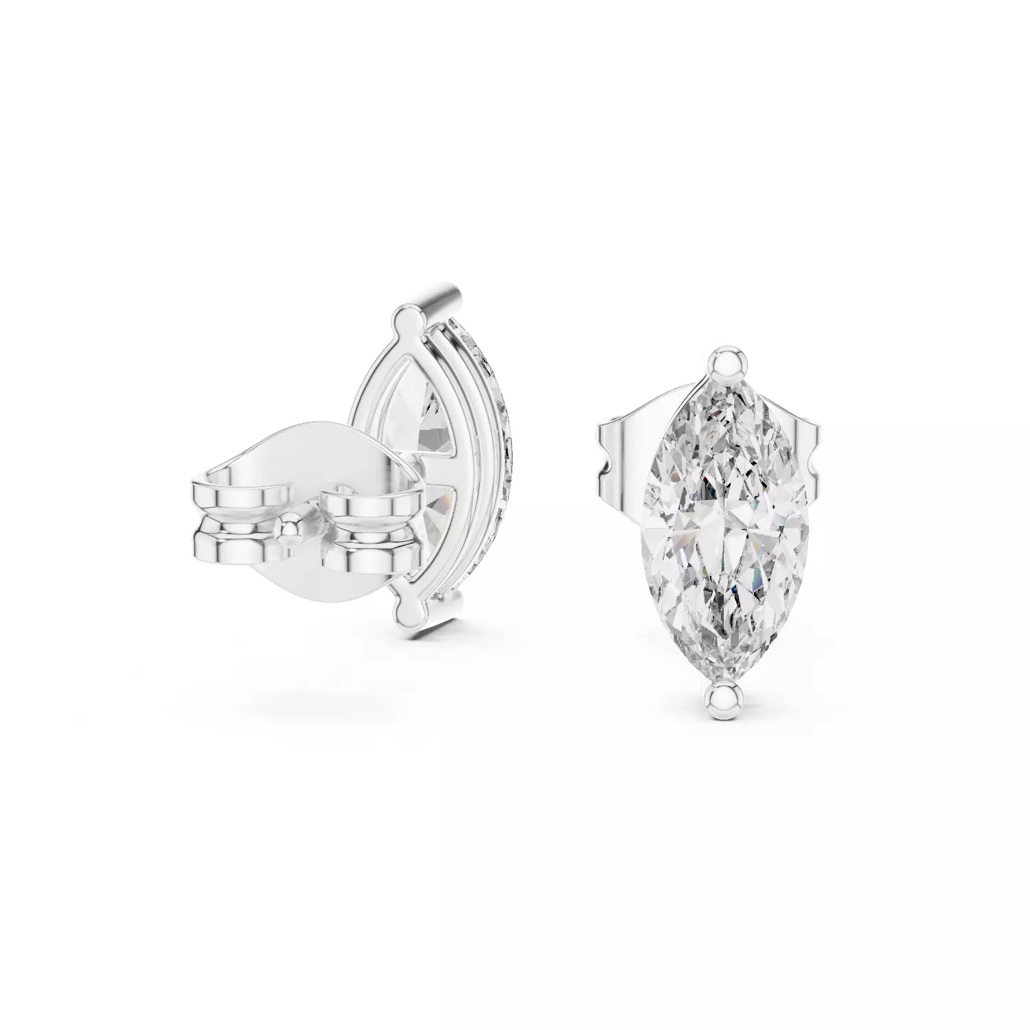Marquise Diamond Studs Earrings 3dm stl renders 360 Animation  3D print model_10