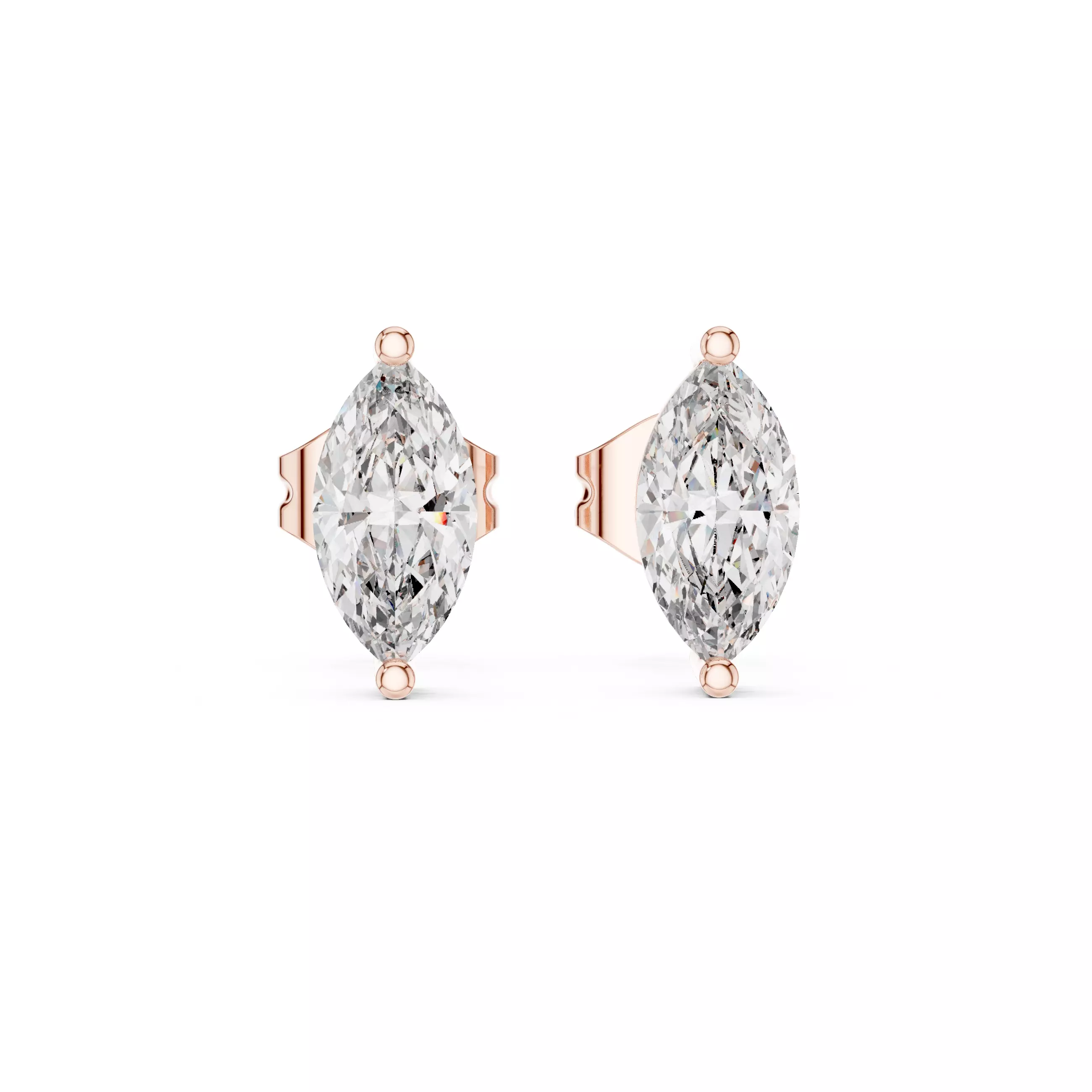 Marquise Diamond Studs Earrings 3dm stl renders 360 Animation  3D print model_0