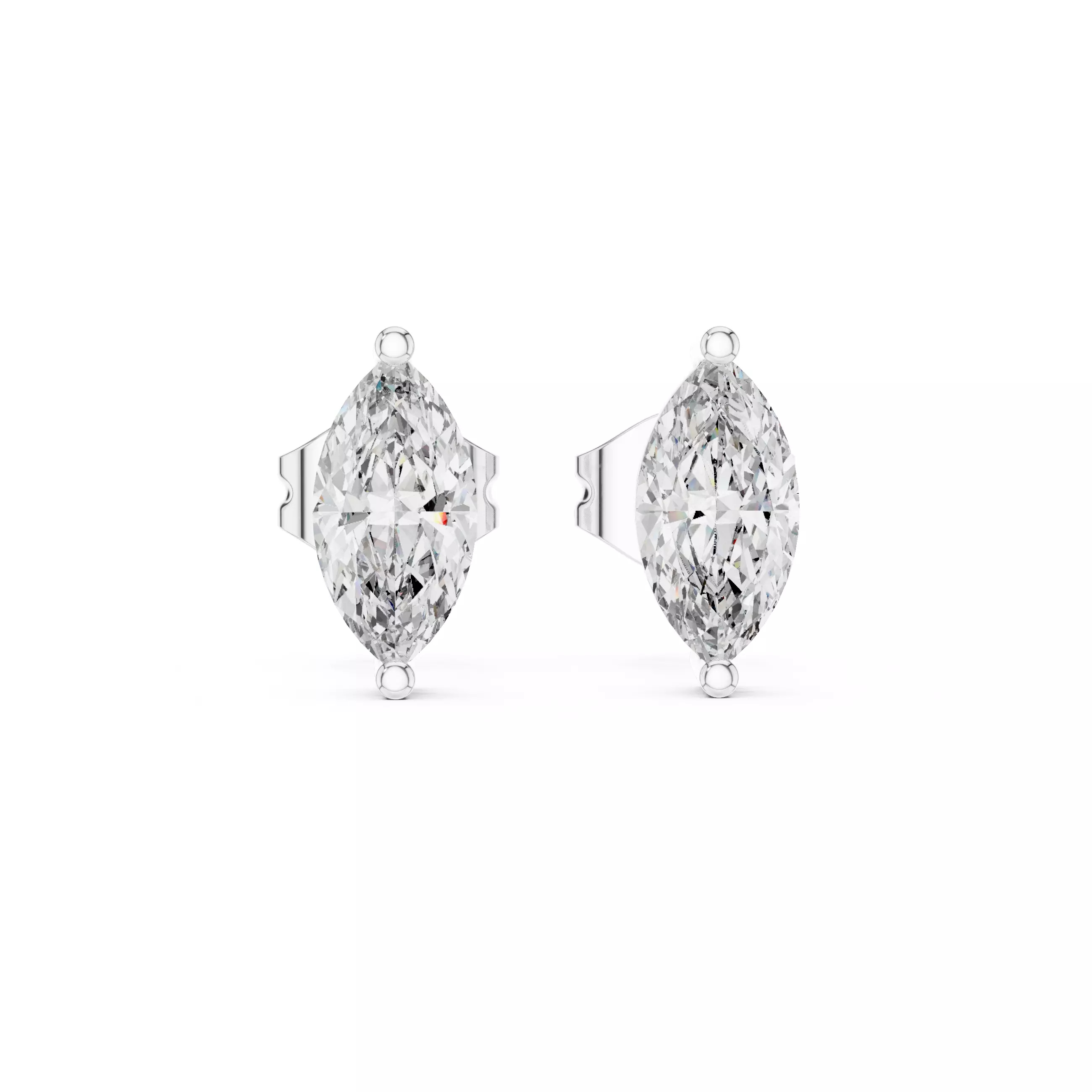 Marquise Diamond Studs Earrings 3dm stl renders 360 Animation  3D print model_5