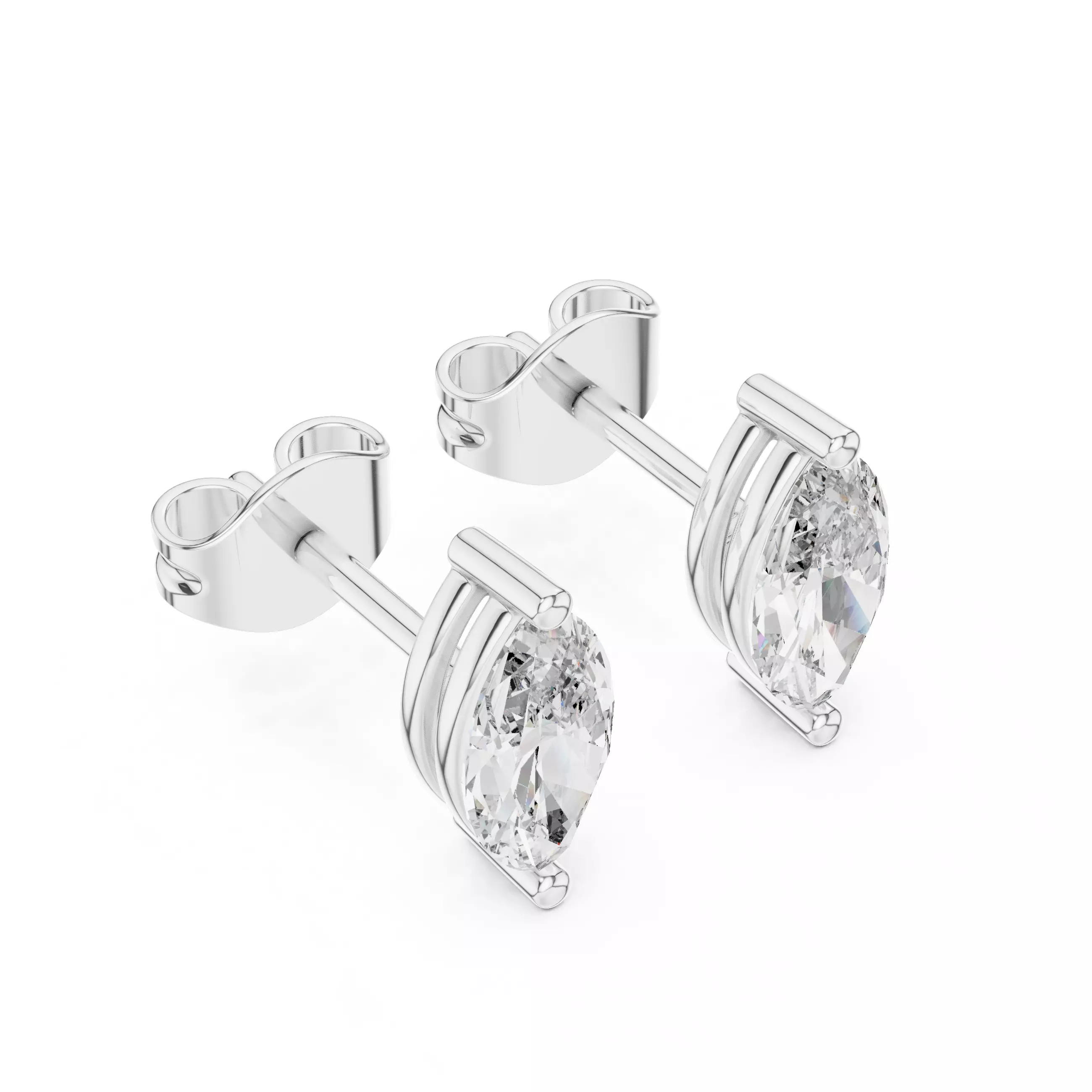 Marquise Diamond Studs Earrings 3dm stl renders 360 Animation  3D print model_3