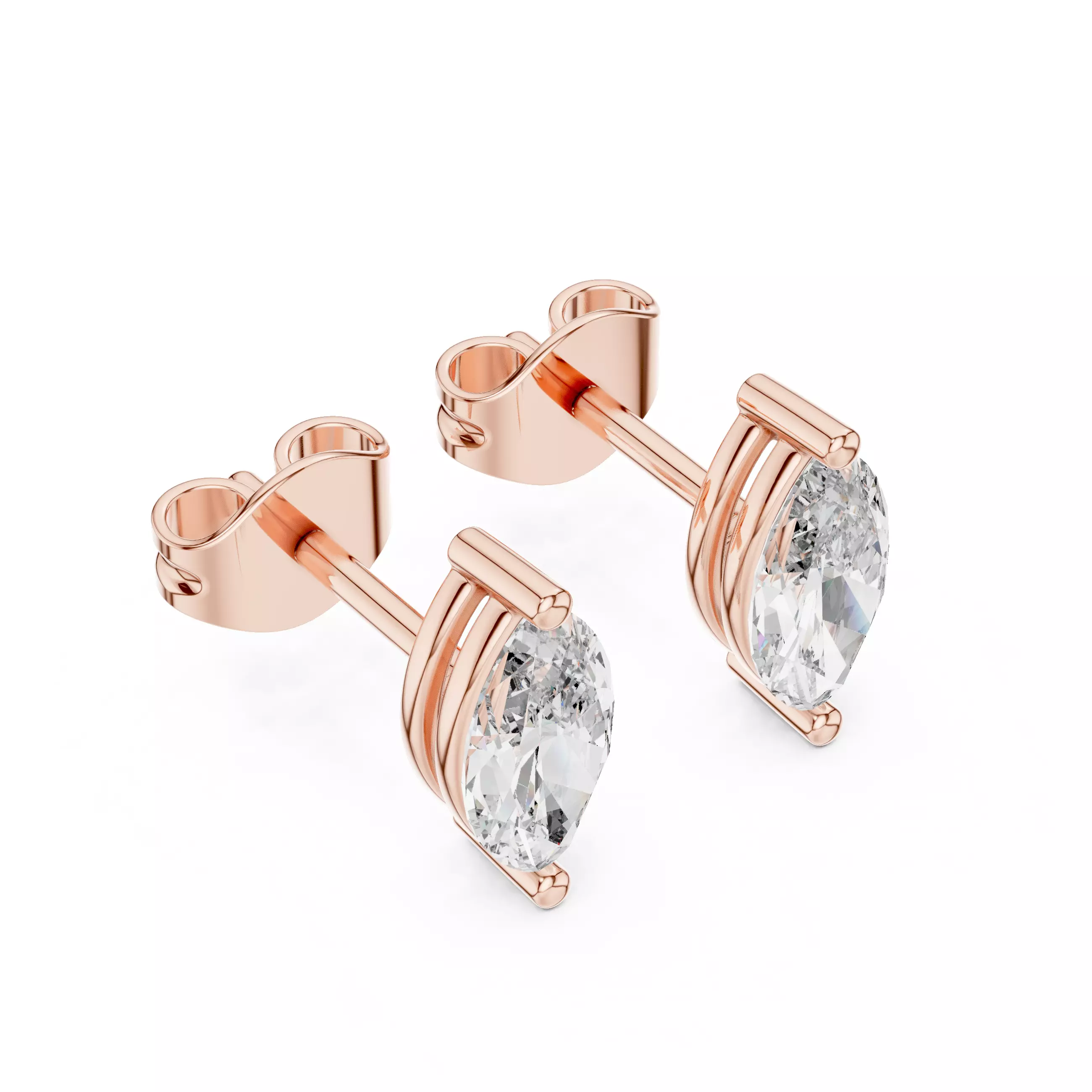 Marquise Diamond Studs Earrings 3dm stl renders 360 Animation  3D print model_1