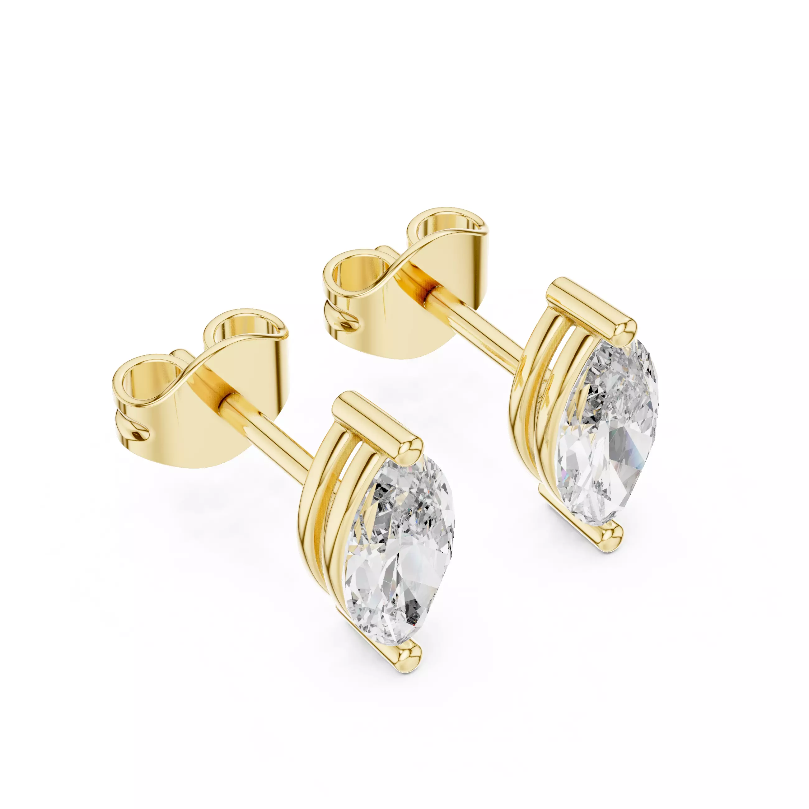 Marquise Diamond Studs Earrings 3dm stl renders 360 Animation  3D print model_6