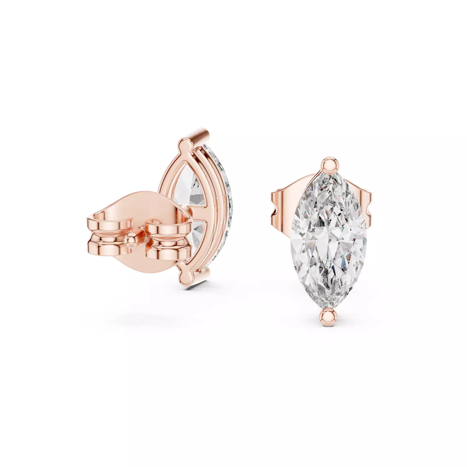 Marquise Diamond Studs Earrings 3dm stl renders 360 Animation  3D print model_9