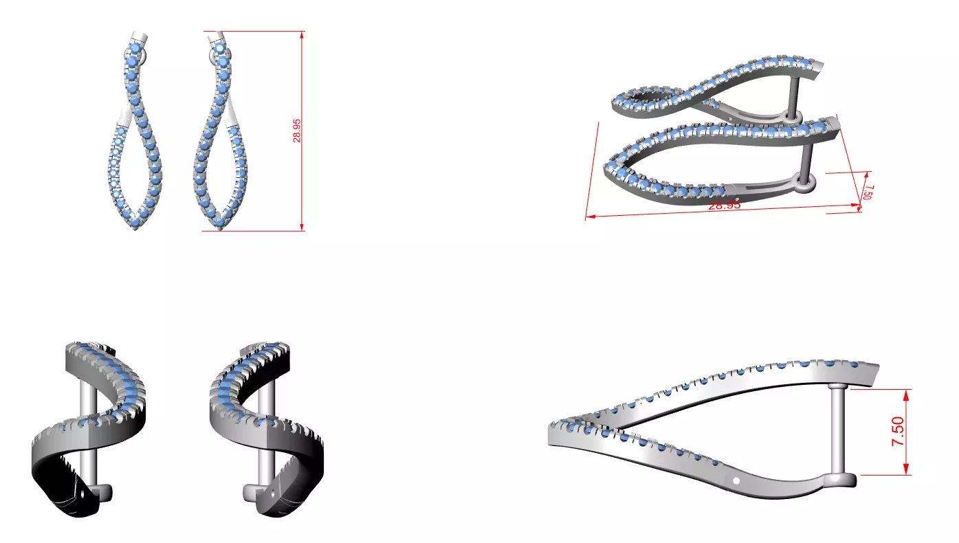 Diamond Hoops 3dm stl renders 360 Animation Videos 3D print model_12