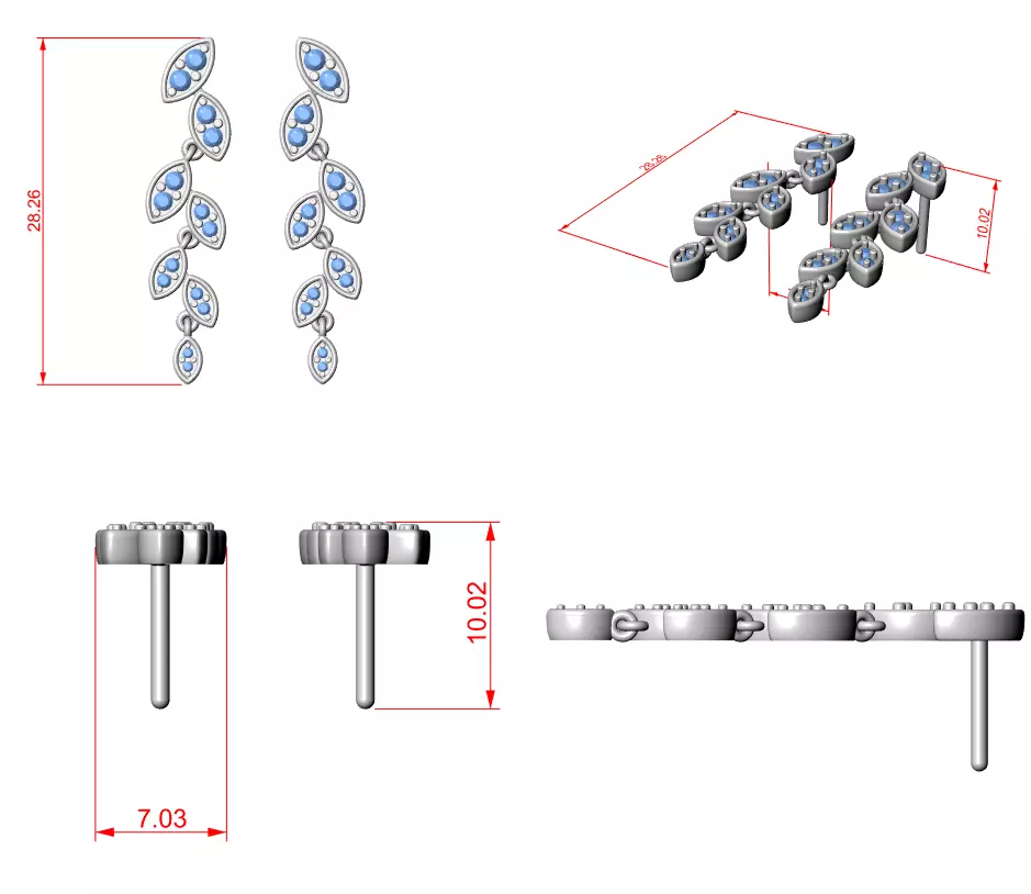 Leaf Vine Diamond drops 3dm stl renders 360 Animation Videos 3D print model_12