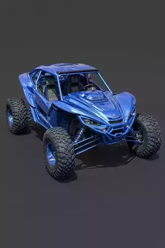 High-Performance Blue Off-Road UTV 3D model 2