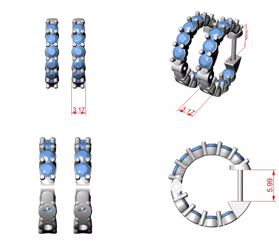Diamond Hoops 3dm stl renders 360 Animation Videos  3D print model_12