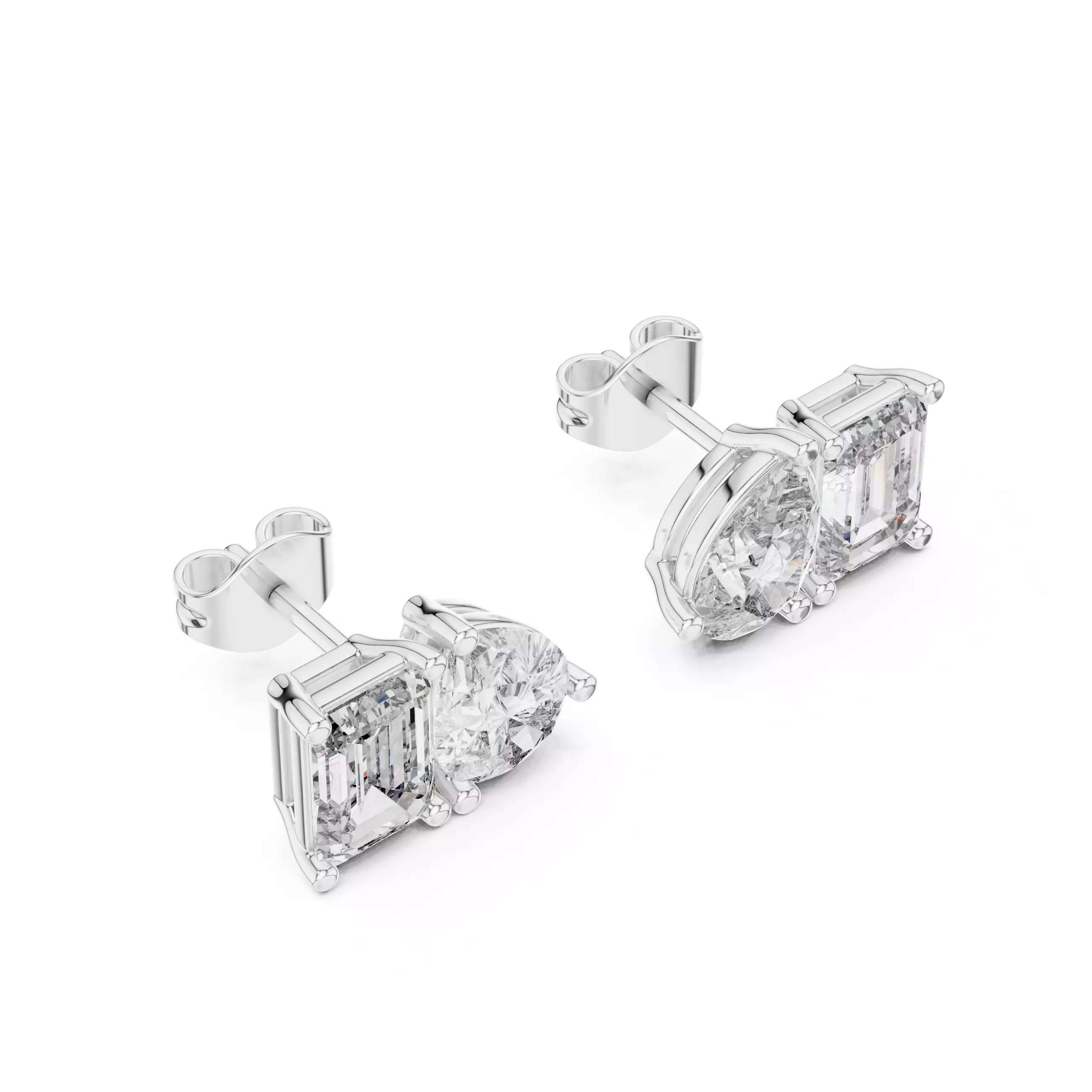 Emerald Pear Diamond Studs Earrings 3dm stl renders Animation 3D print model_3