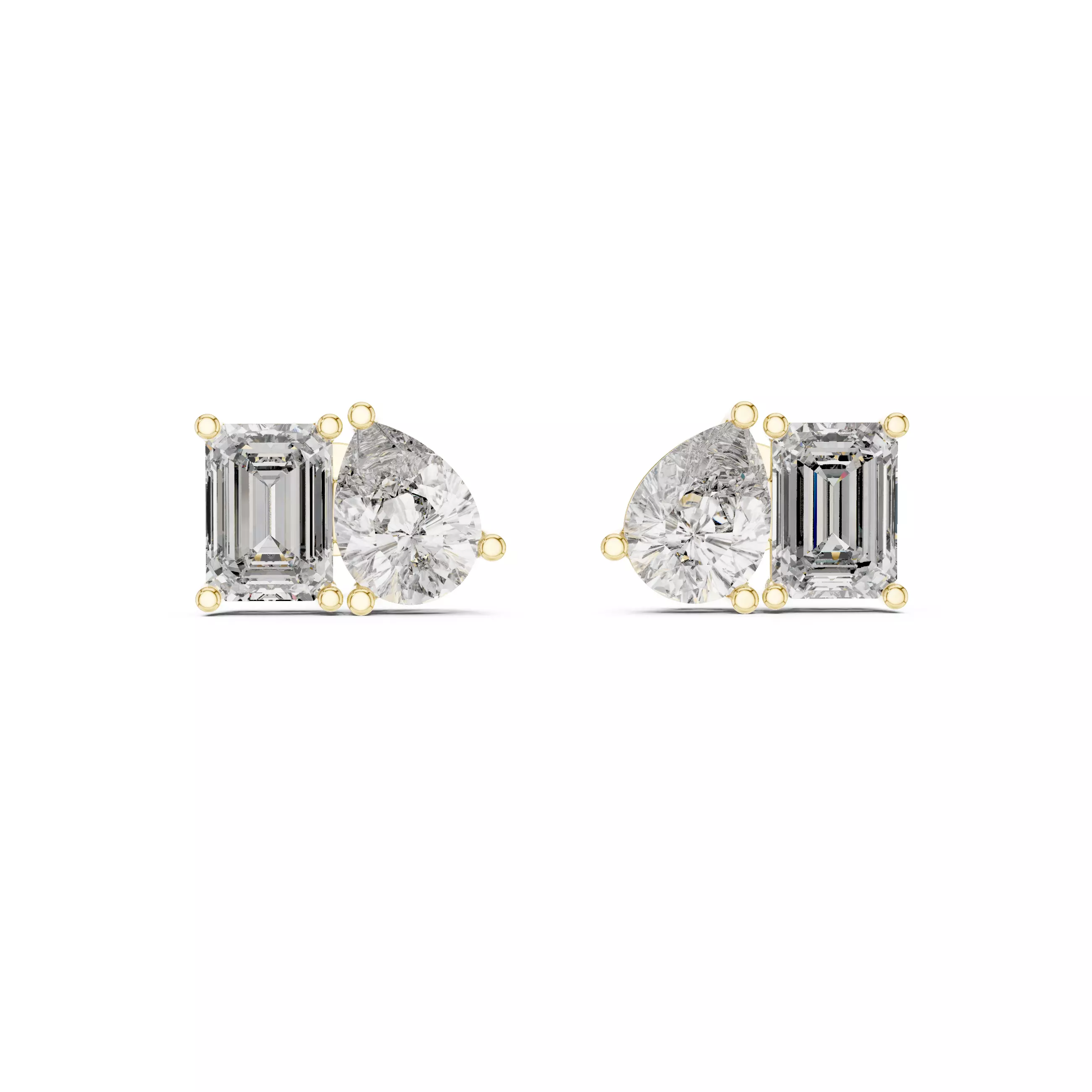 Emerald Pear Diamond Studs Earrings 3dm stl renders Animation 3D print model_8