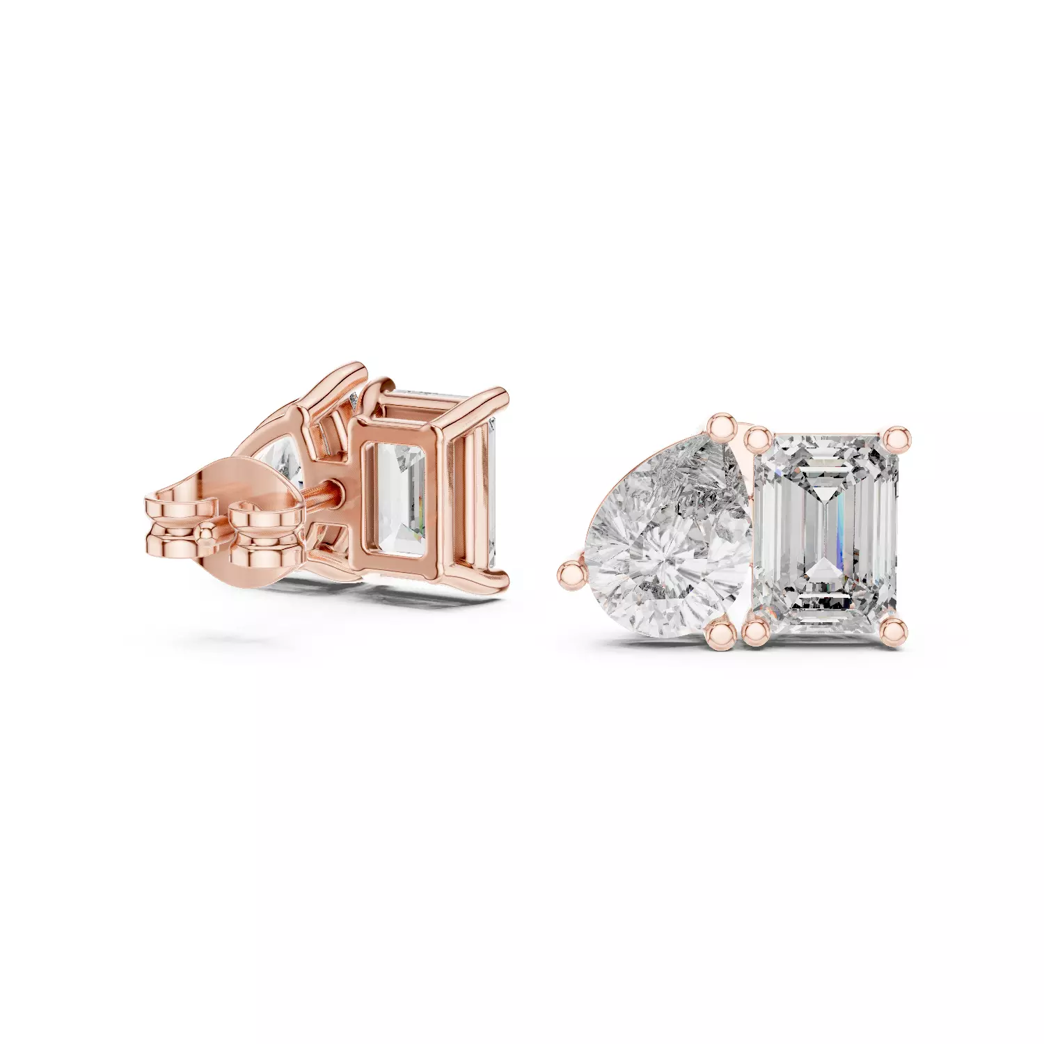 Emerald Pear Diamond Studs Earrings 3dm stl renders Animation 3D print model_9