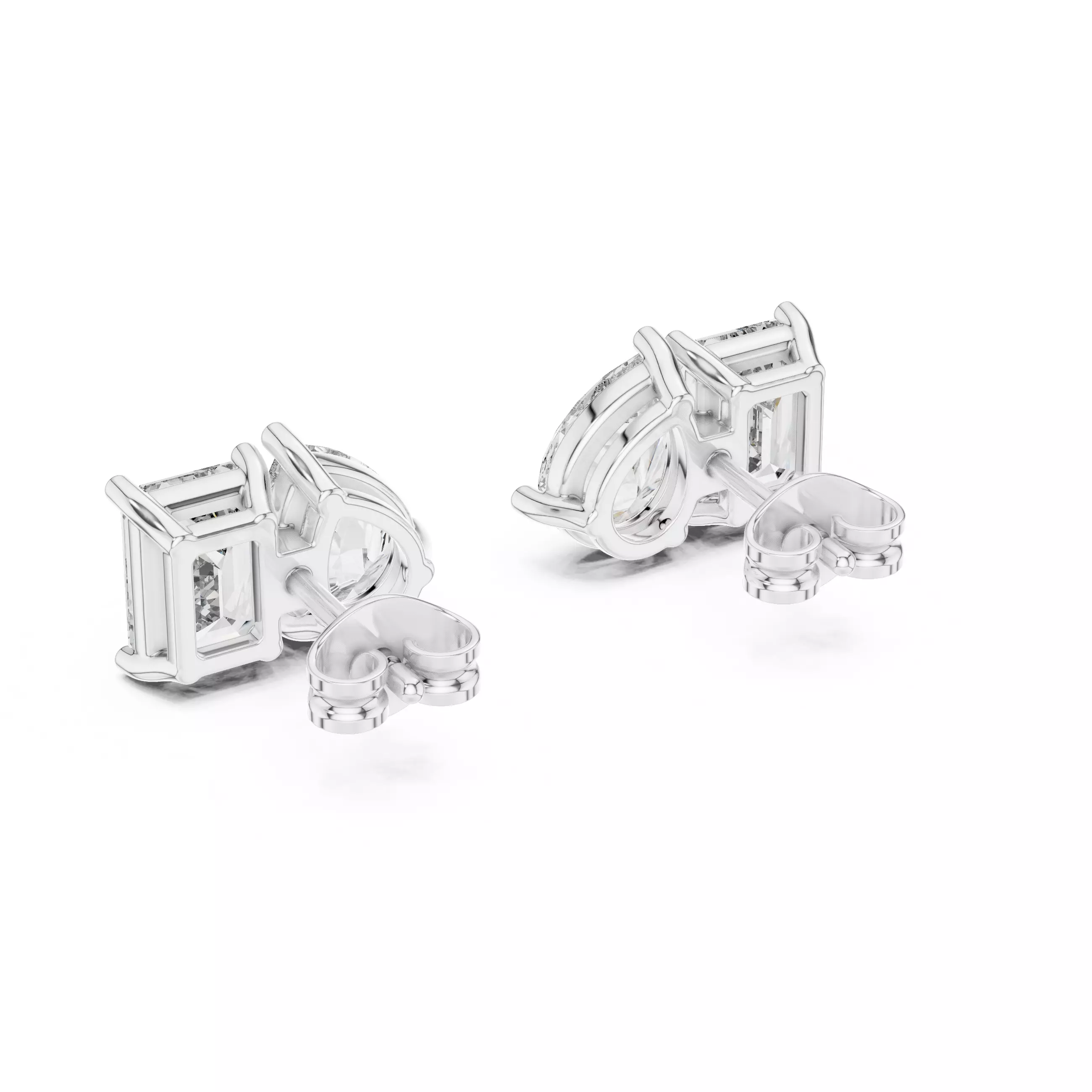 Emerald Pear Diamond Studs Earrings 3dm stl renders Animation 3D print model_4