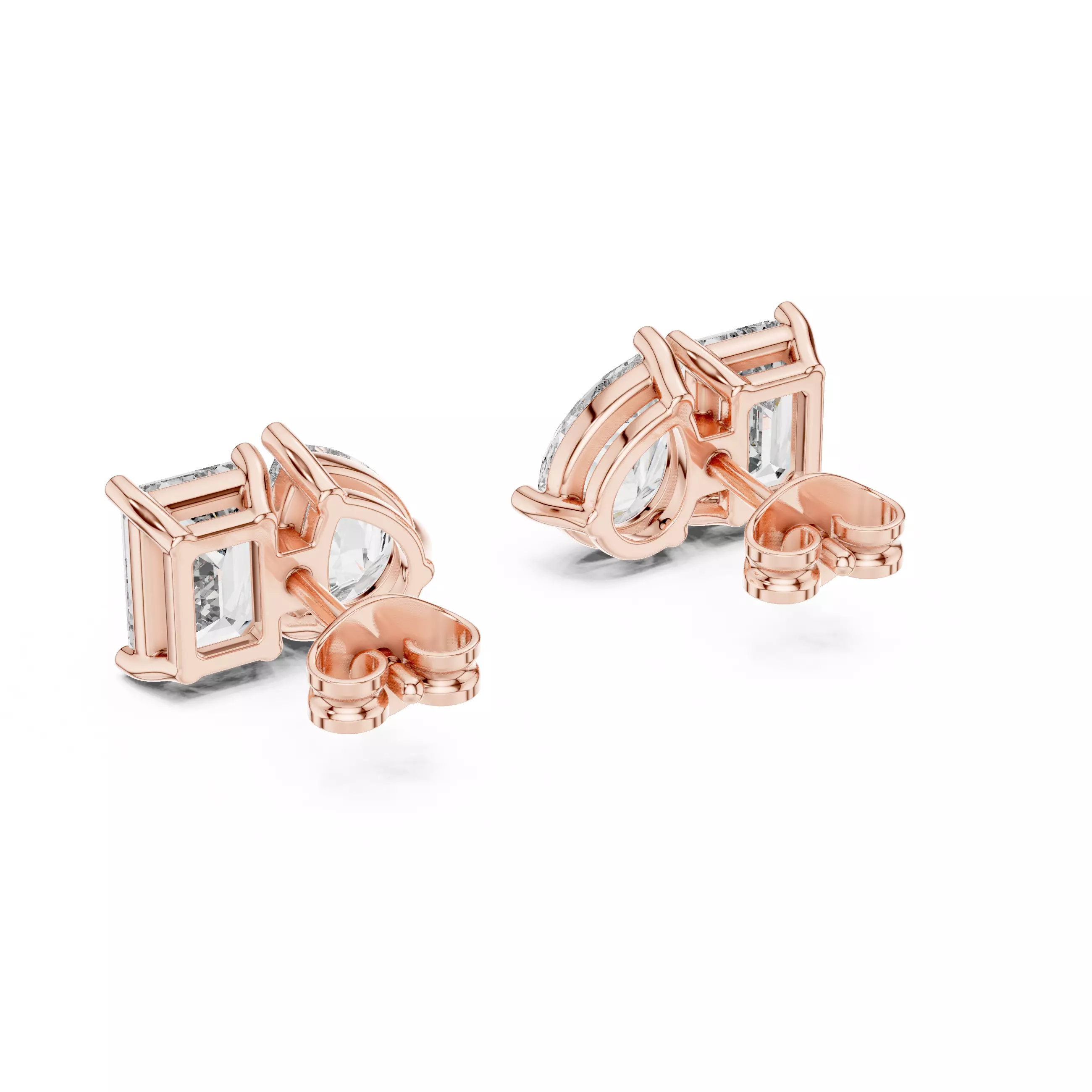 Emerald Pear Diamond Studs Earrings 3dm stl renders Animation 3D print model_2