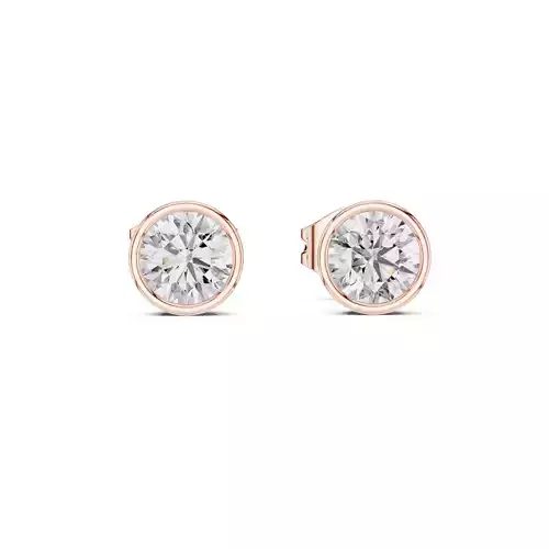 Round Diamond Studs Earrings 3dm stl renders 360 Animation Video