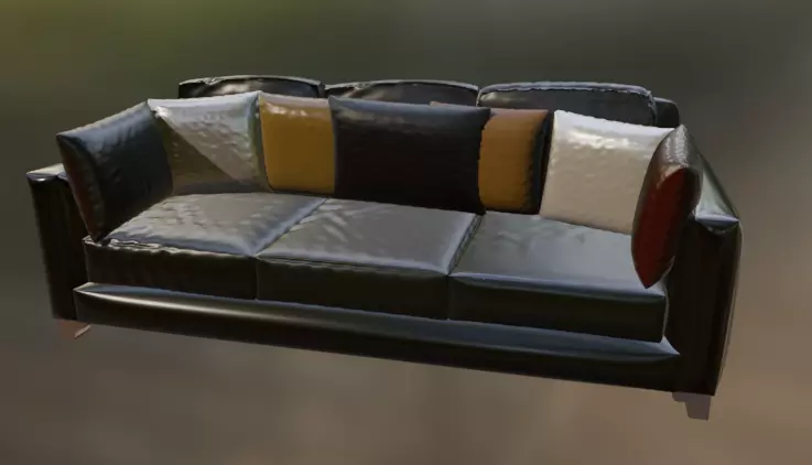 Leather couch 3D model_0