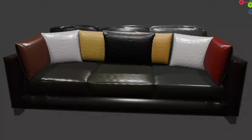 Leather couch 3D model_6