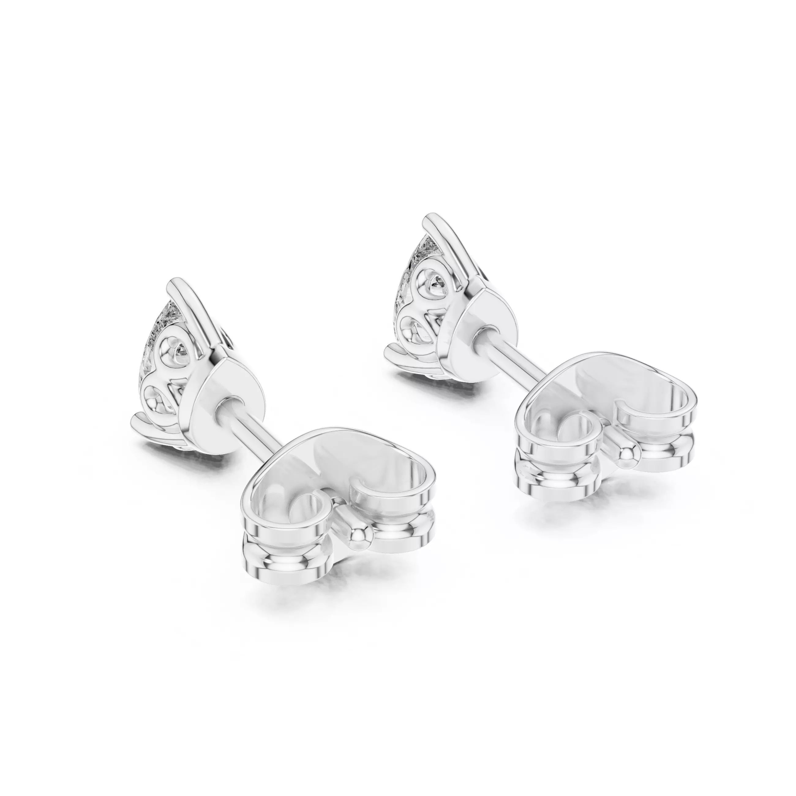 Pear Diamond Studs Earrings 3dm stl renders 360 Animation Video 3D print model_4