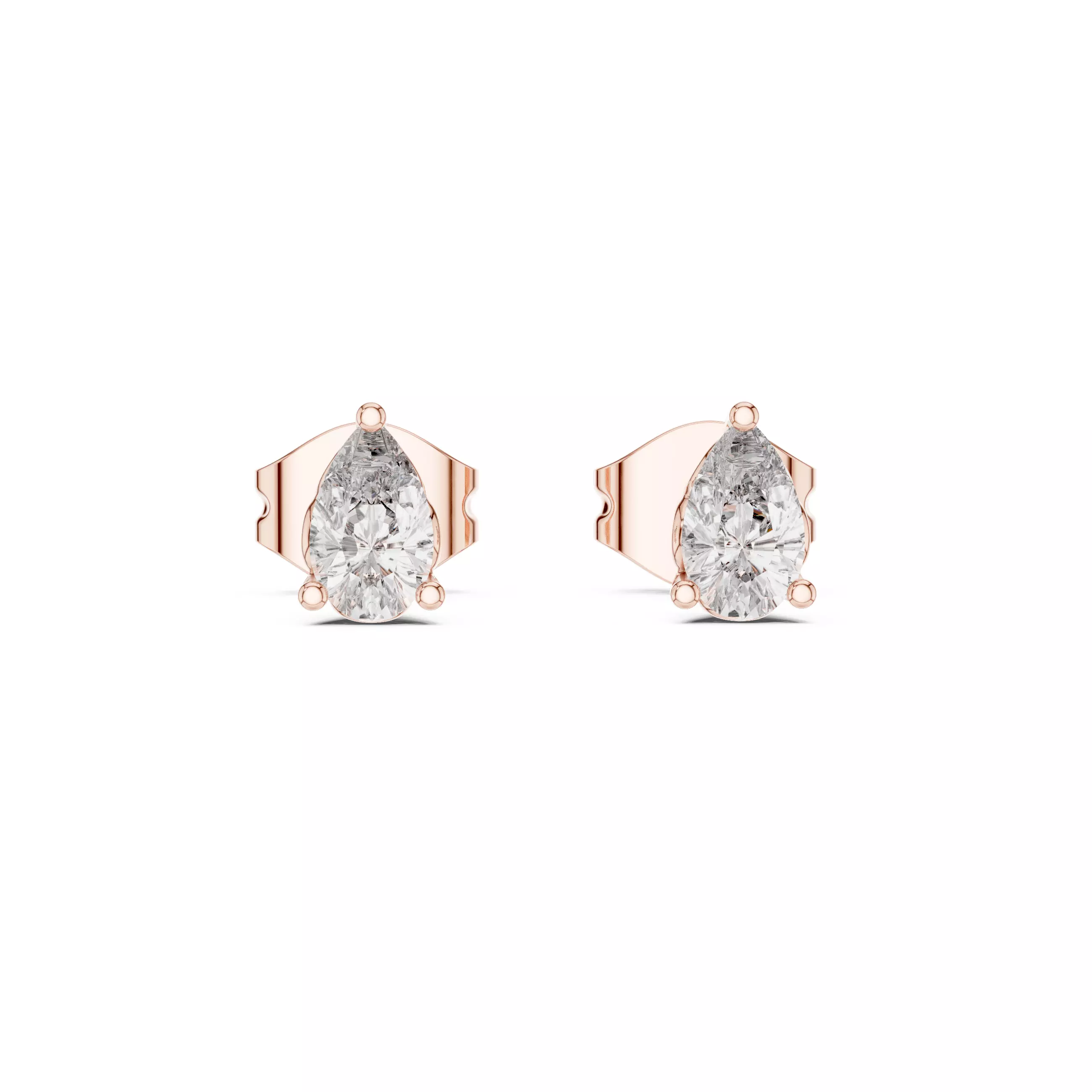 Pear Diamond Studs Earrings 3dm stl renders 360 Animation Video 3D print model_0