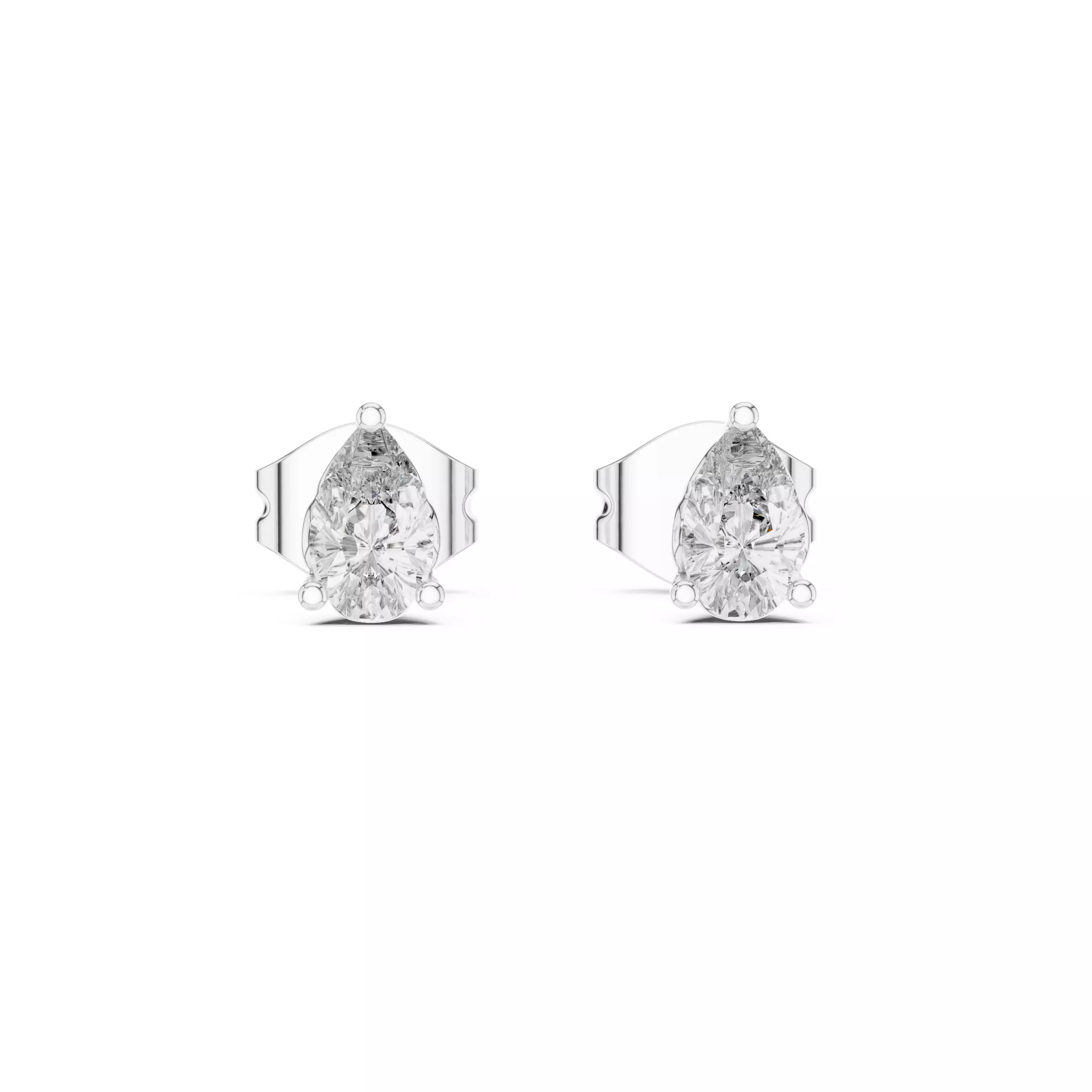 Pear Diamond Studs Earrings 3dm stl renders 360 Animation Video 3D print model_5
