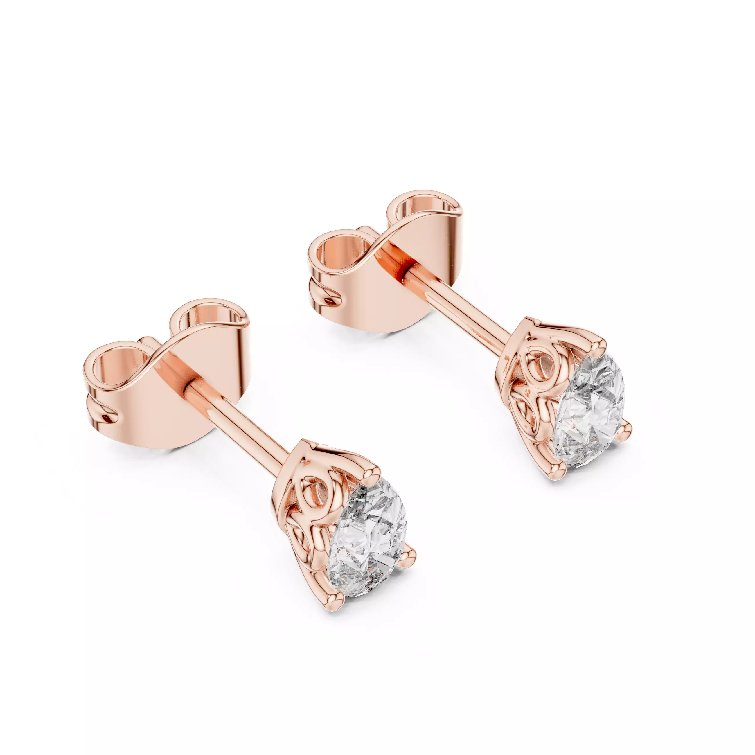 Pear Diamond Studs Earrings 3dm stl renders 360 Animation Video 3D print model_1