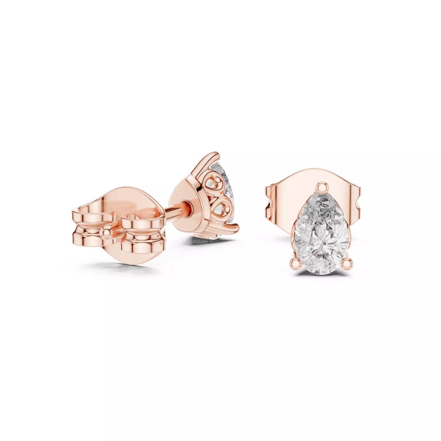 Pear Diamond Studs Earrings 3dm stl renders 360 Animation Video 3D print model_9