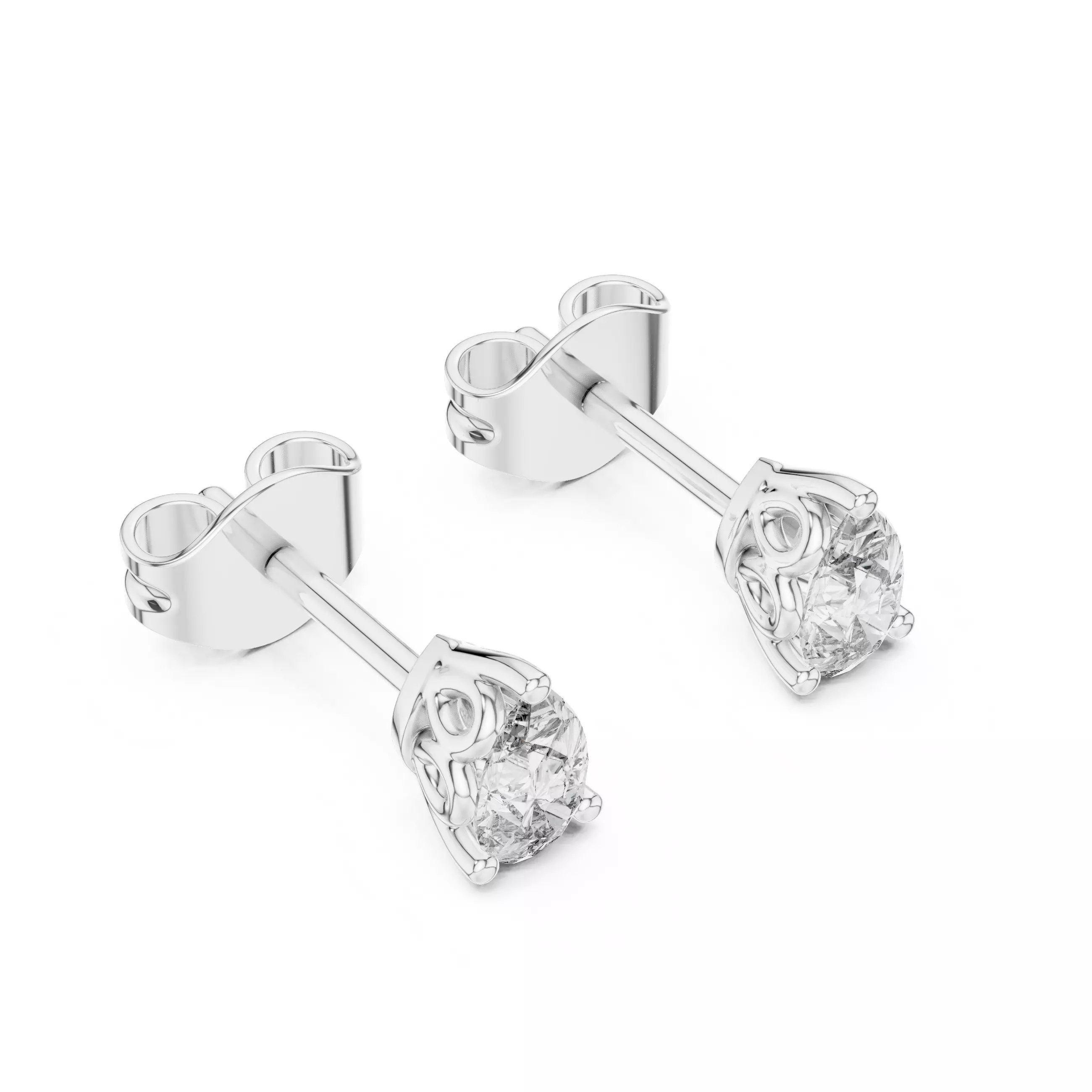 Pear Diamond Studs Earrings 3dm stl renders 360 Animation Video 3D print model_3