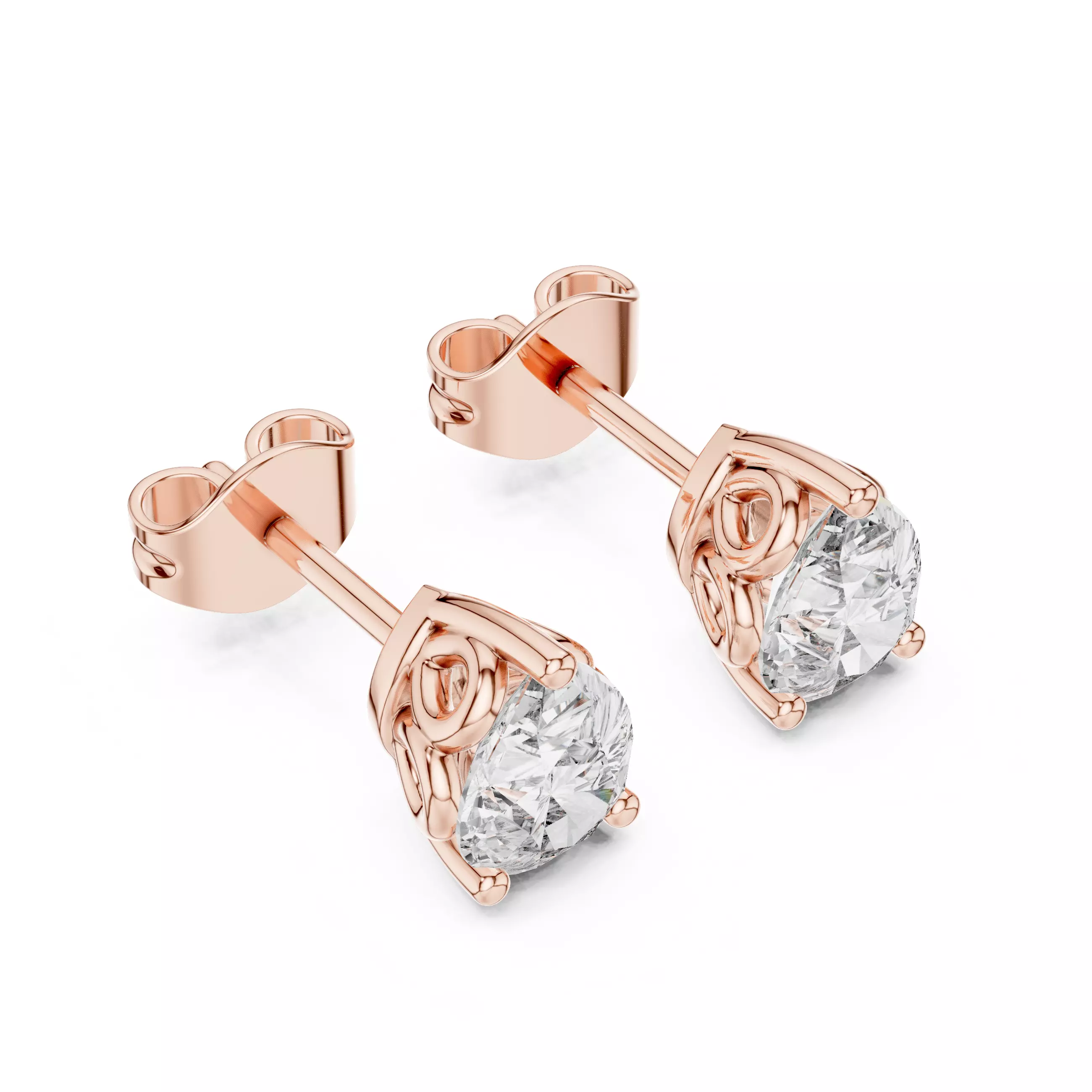 Pear Diamond Studs Earrings 3dm stl renders 360 Animation Video 3D print model_1