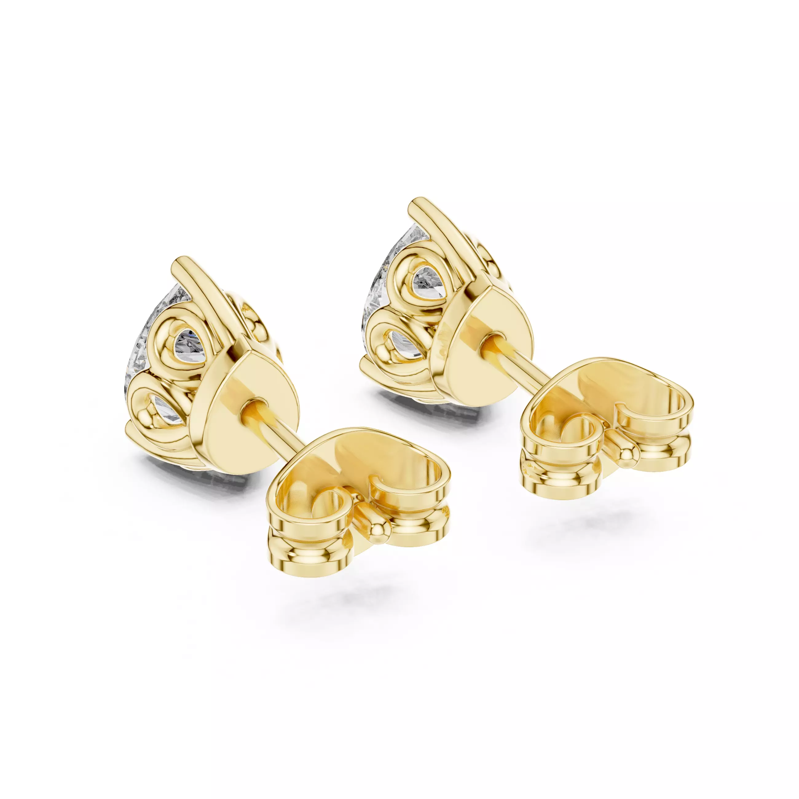 Pear Diamond Studs Earrings 3dm stl renders 360 Animation Video 3D print model_7