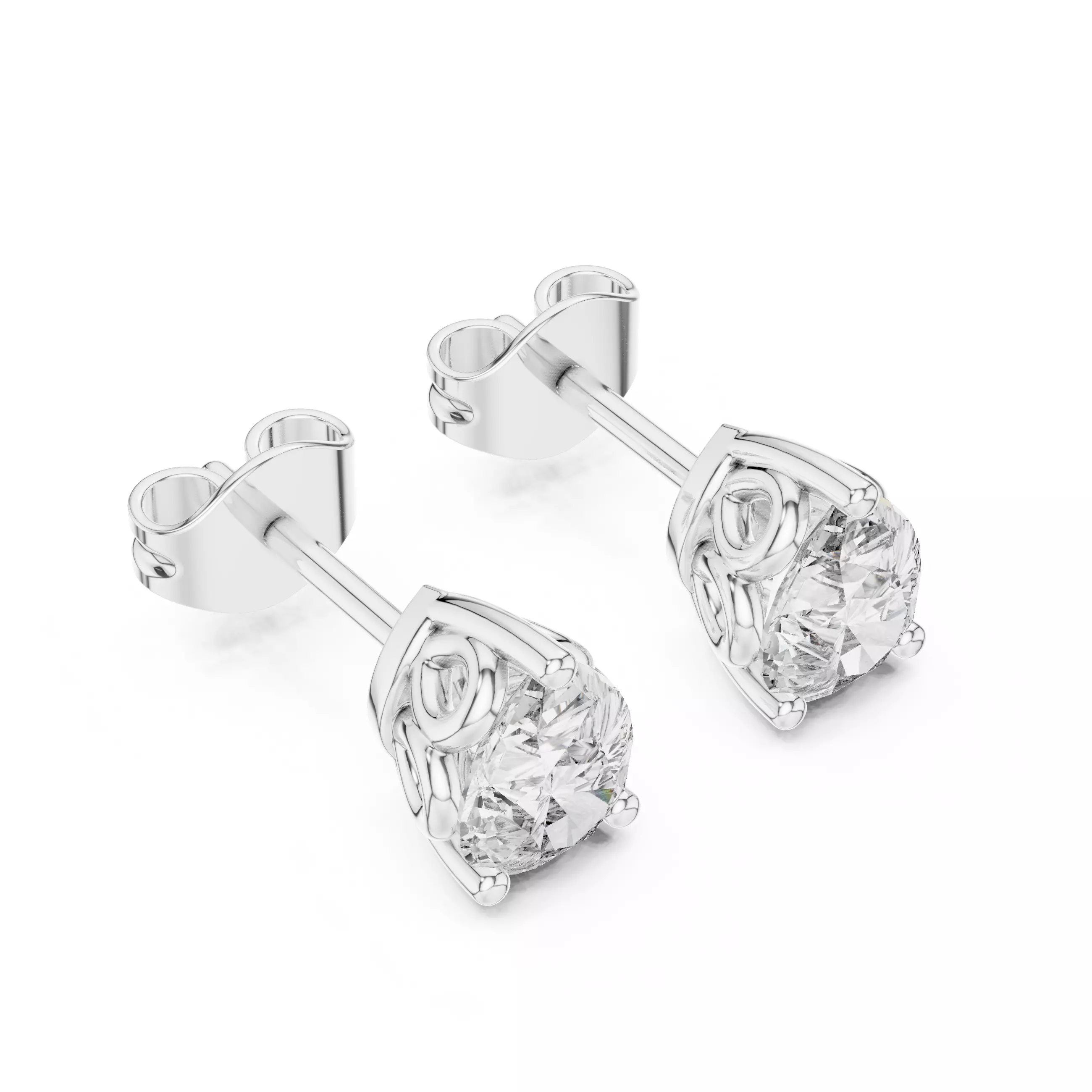 Pear Diamond Studs Earrings 3dm stl renders 360 Animation Video 3D print model_3