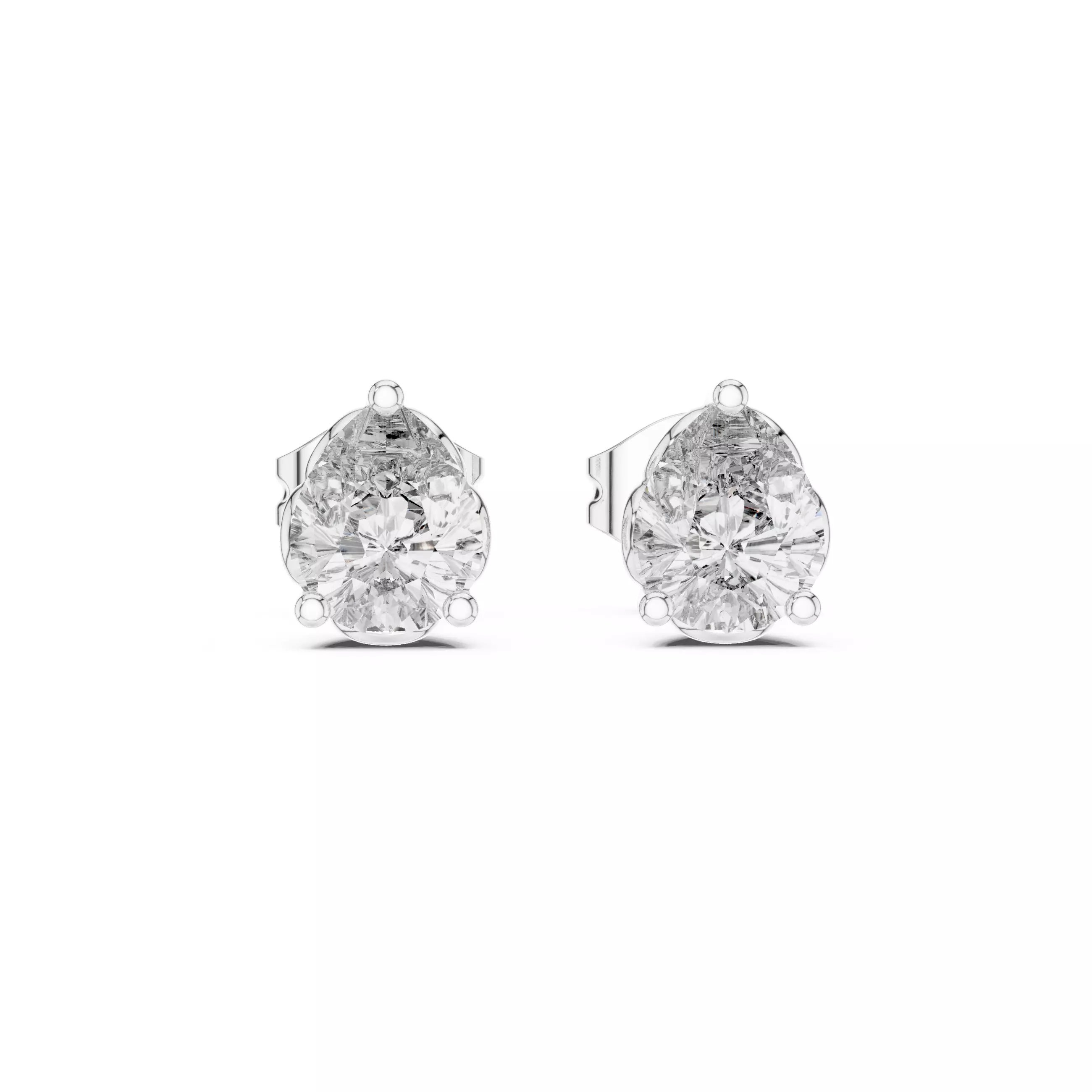 Pear Diamond Studs Earrings 3dm stl renders 360 Animation Video 3D print model_5