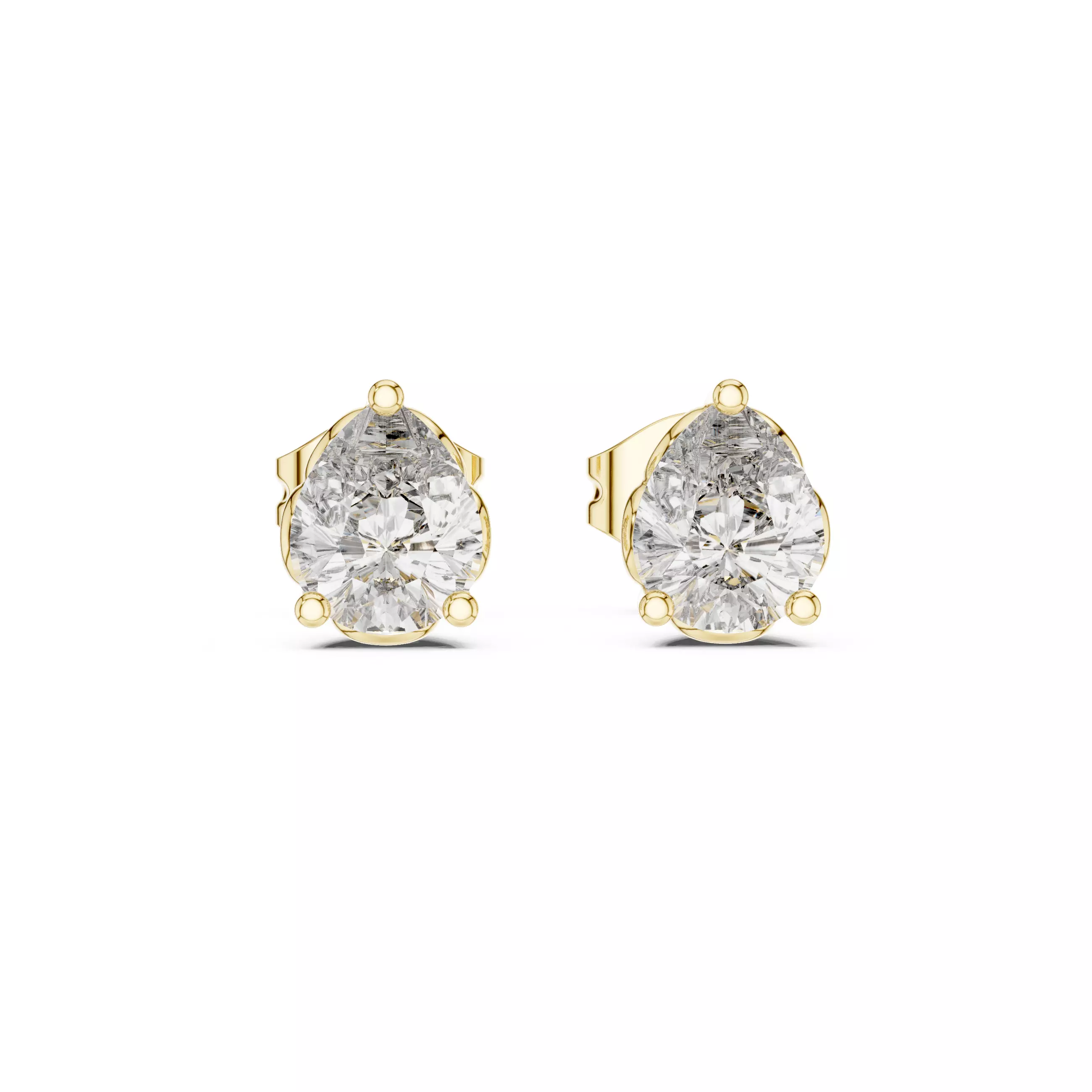 Pear Diamond Studs Earrings 3dm stl renders 360 Animation Video 3D print model_8