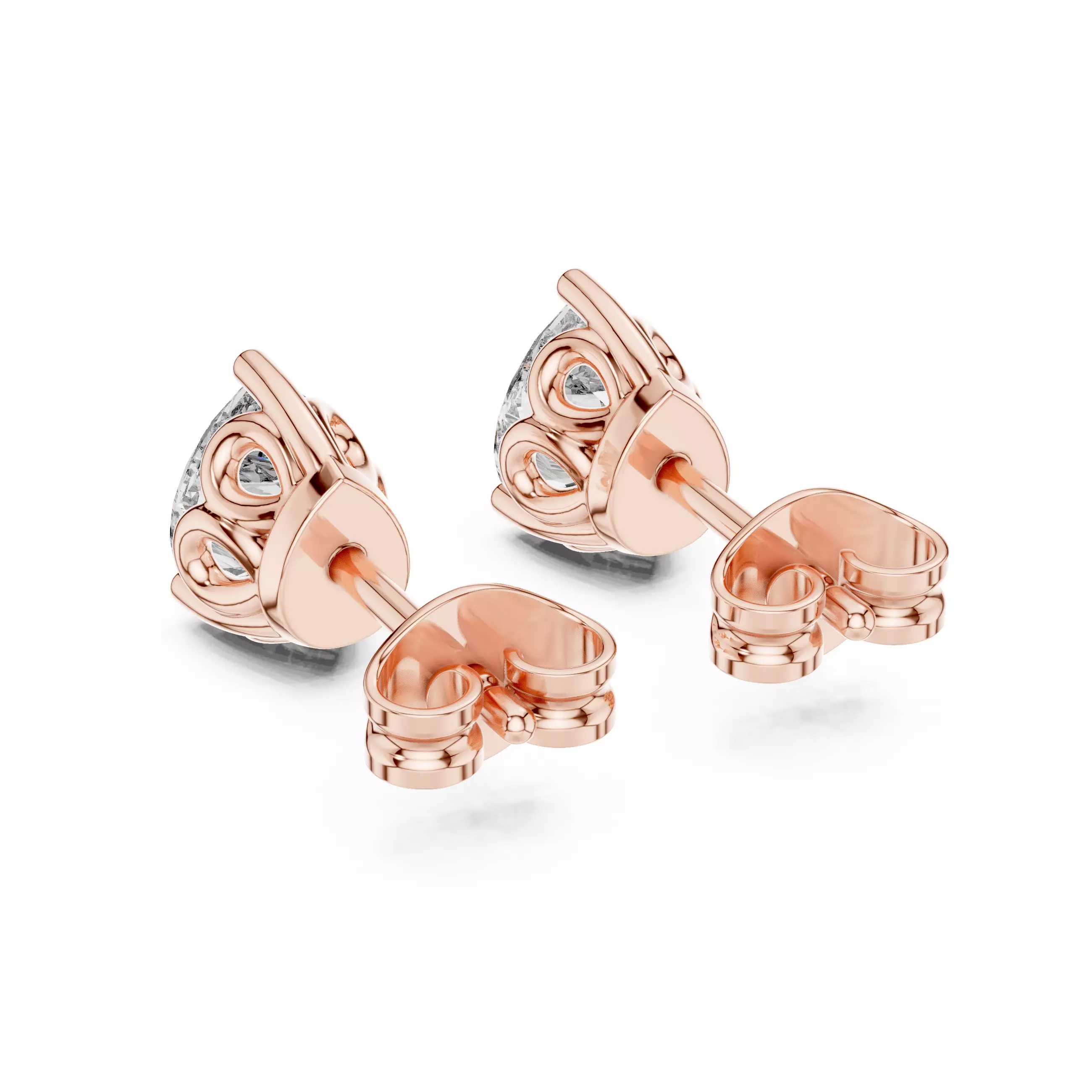 Pear Diamond Studs Earrings 3dm stl renders 360 Animation Video 3D print model_2