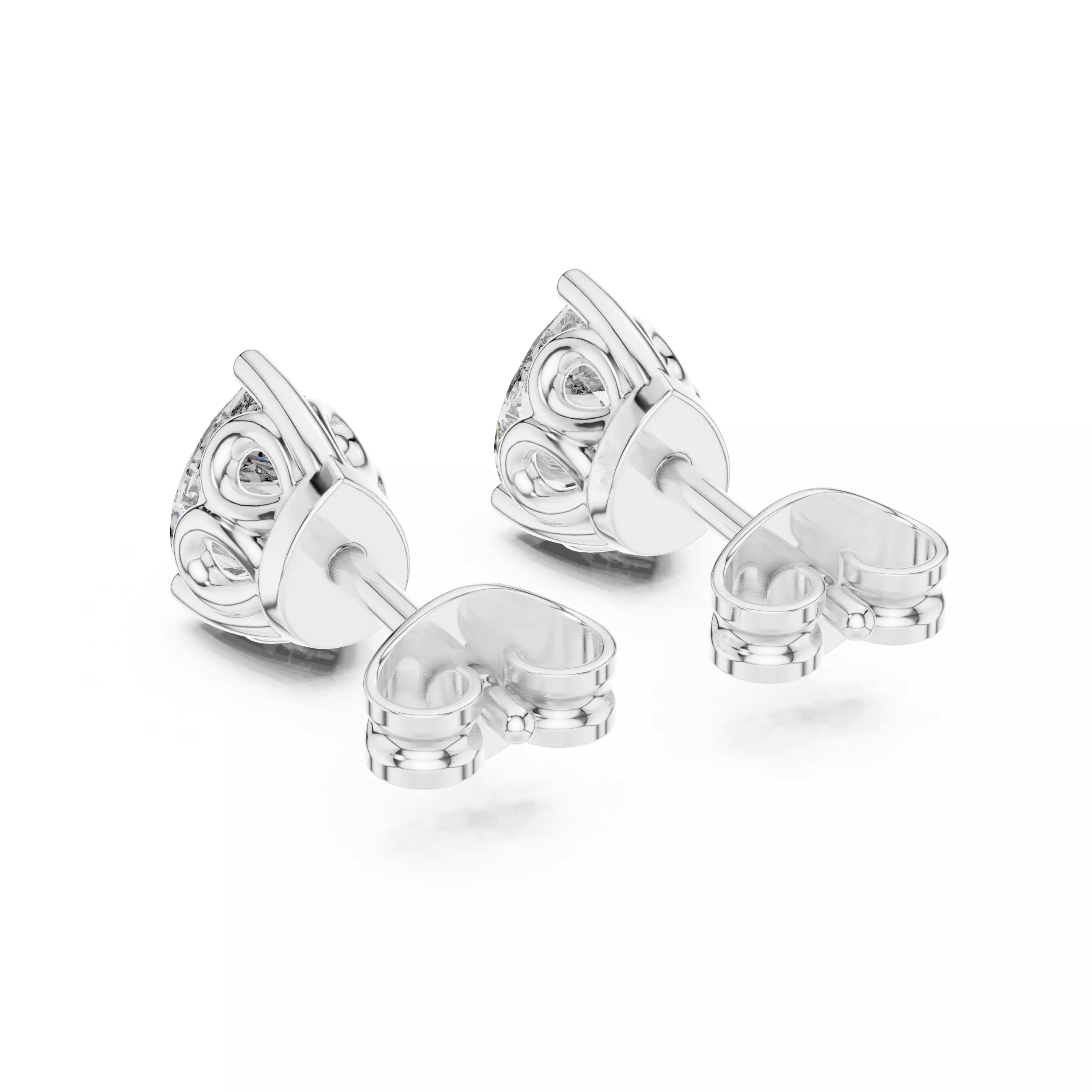 Pear Diamond Studs Earrings 3dm stl renders 360 Animation Video 3D print model_4