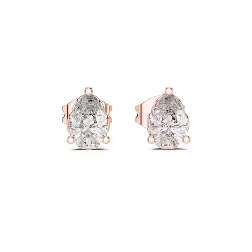 Pear Diamond Studs Earrings 3dm stl renders 360 Animation Video