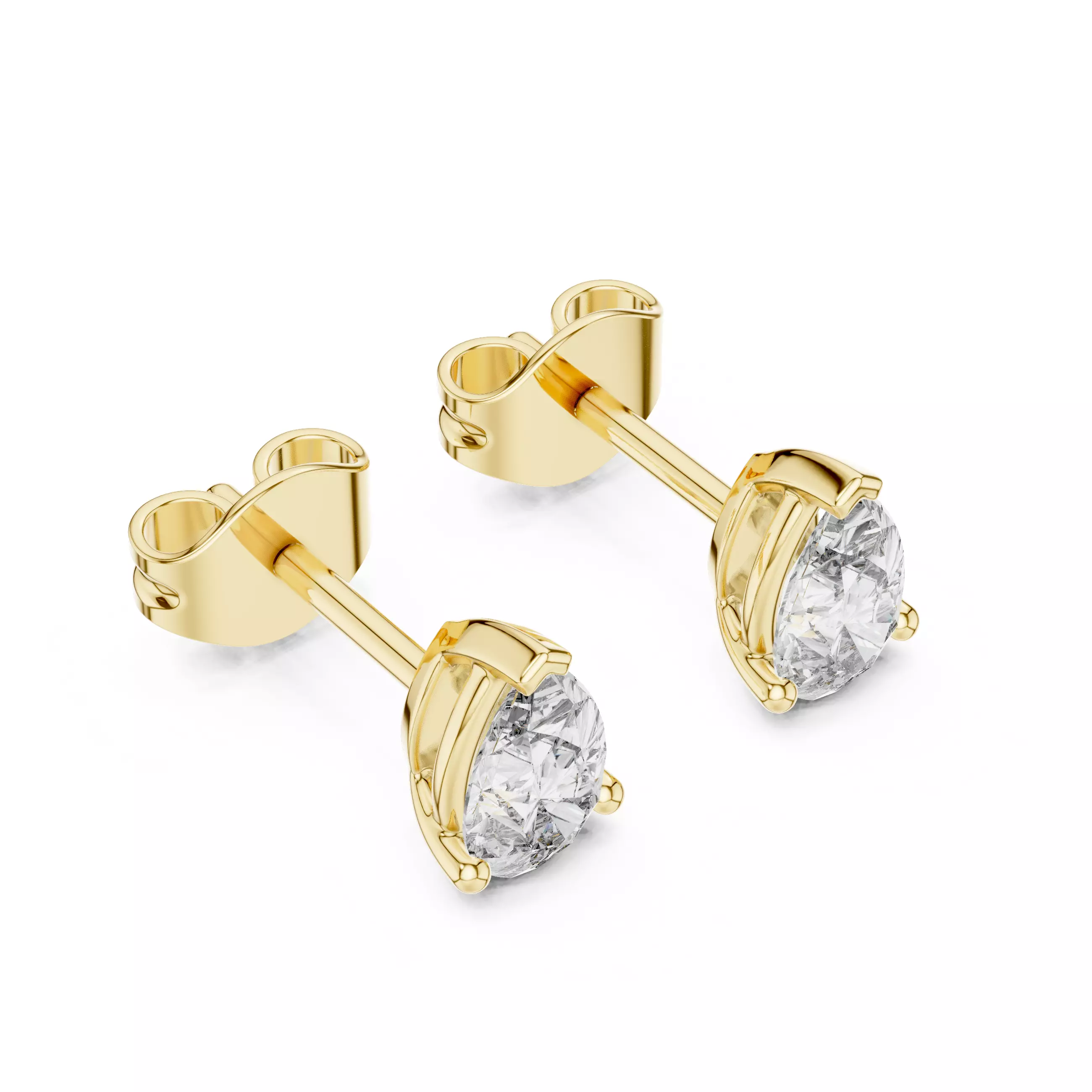 Pear Diamond Studs Earrings 3dm stl renders 360 Animation 3D print model_6