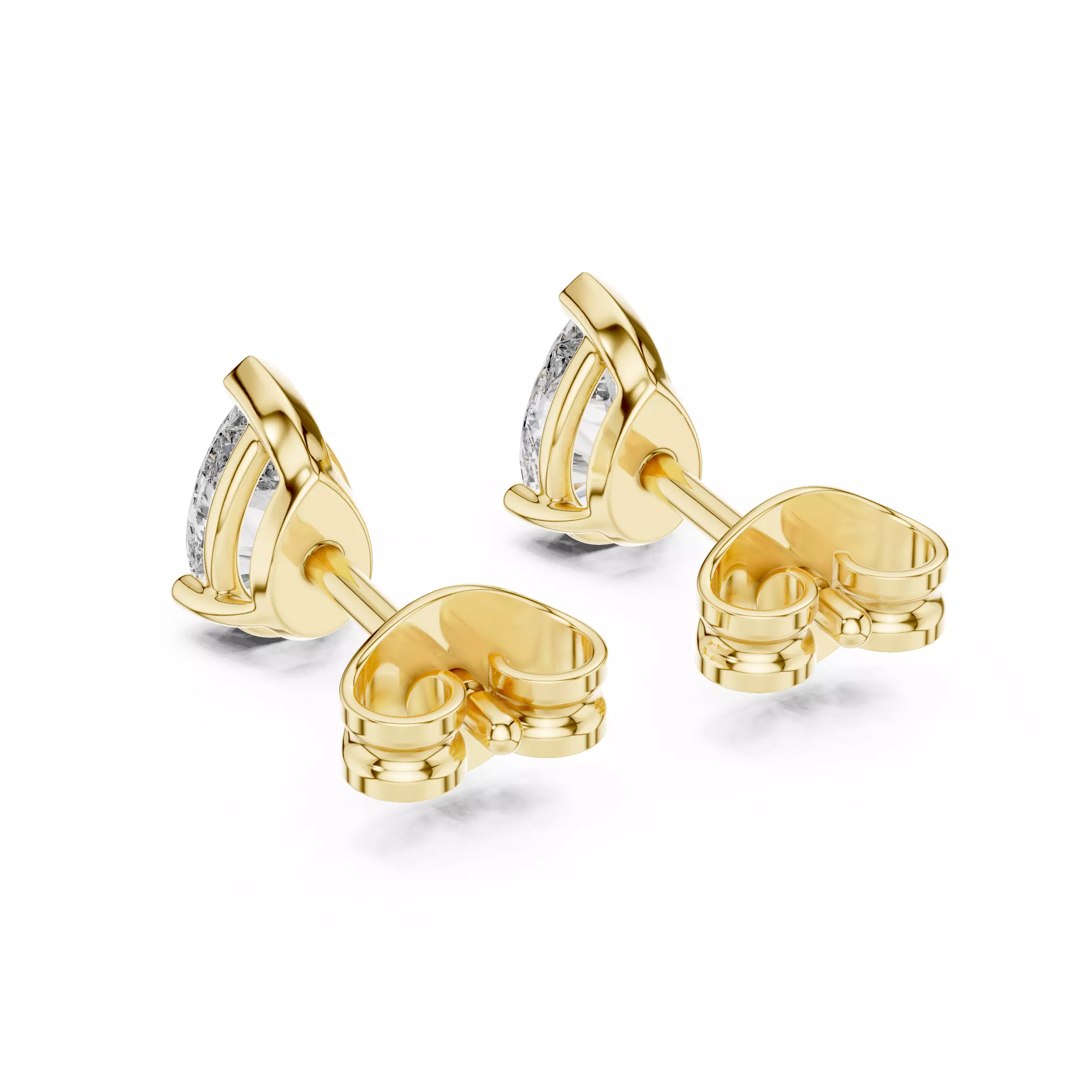 Pear Diamond Studs Earrings 3dm stl renders 360 Animation 3D print model_7