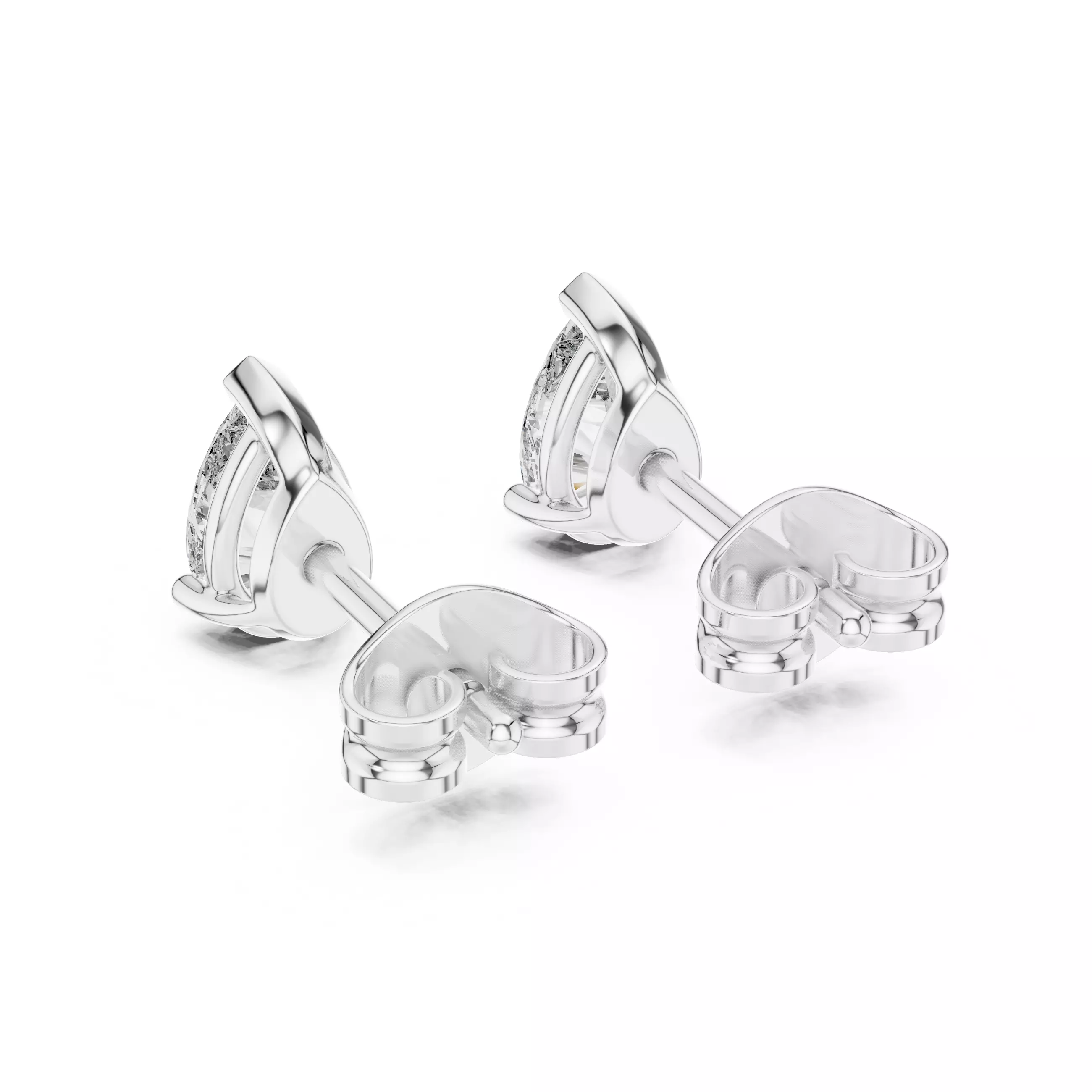 Pear Diamond Studs Earrings 3dm stl renders 360 Animation 3D print model_4