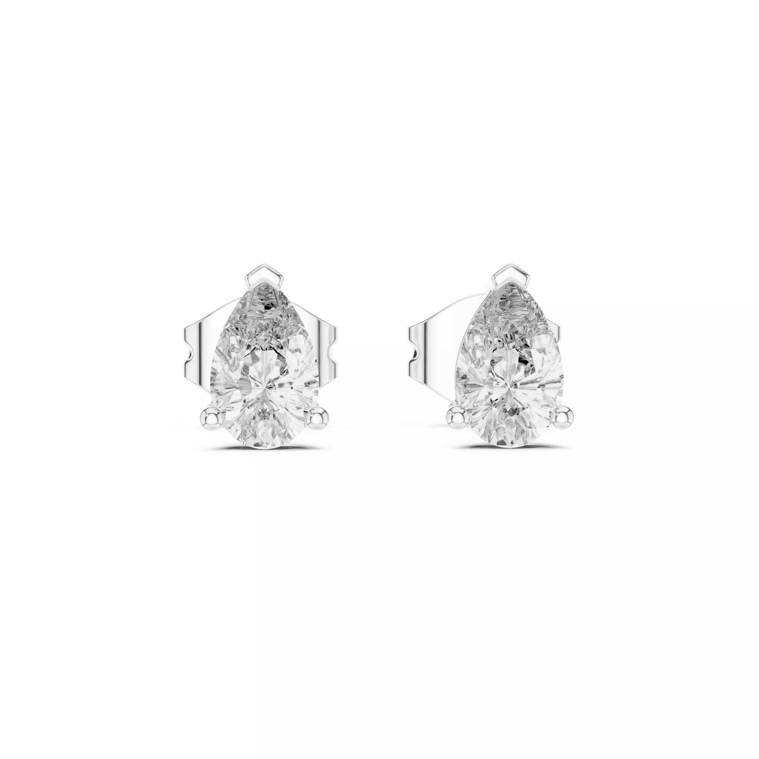 Pear Diamond Studs Earrings 3dm stl renders 360 Animation 3D print model_5