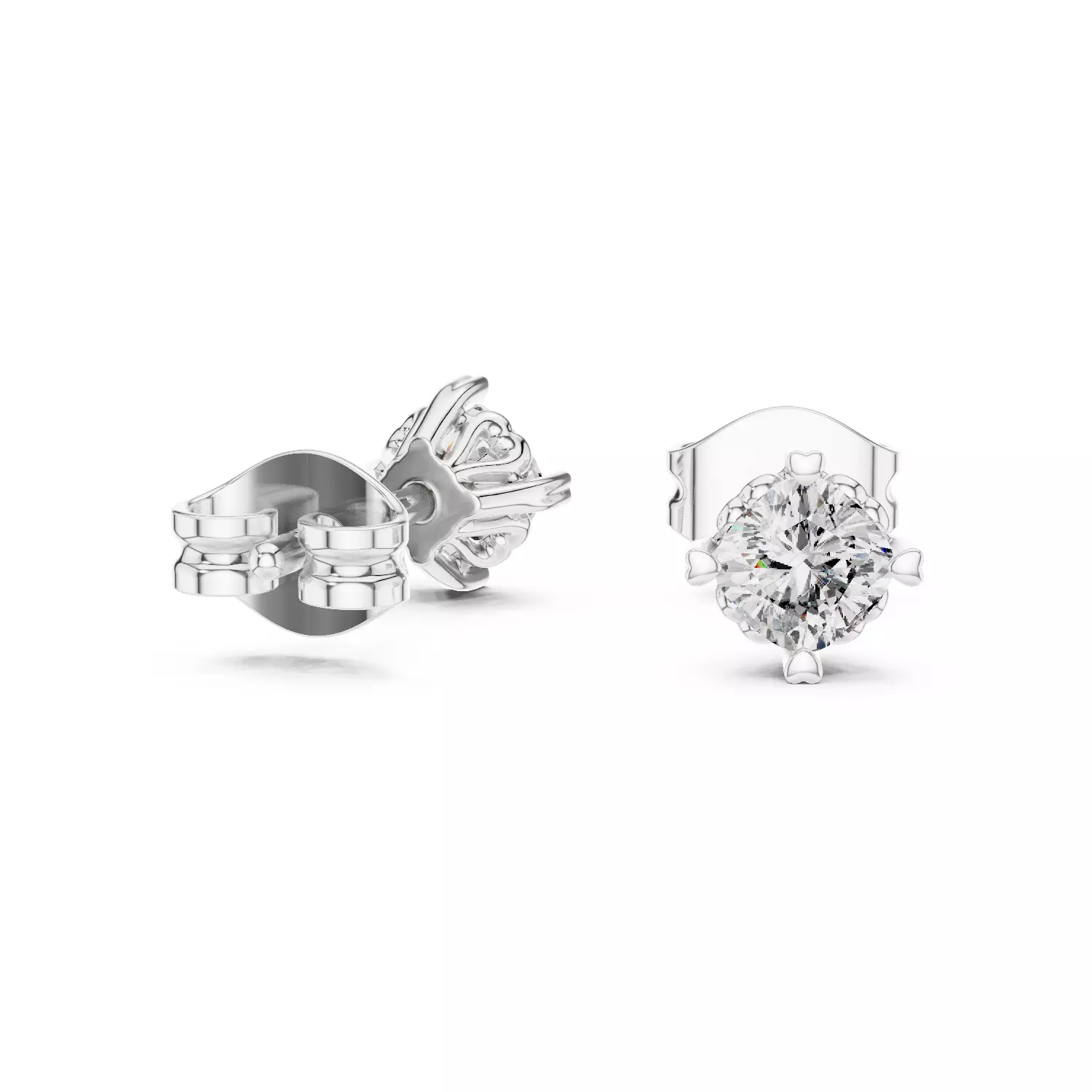 Cushion Diamond Studs Earrings 3dm stl renders 360 Animation  3D print model_10