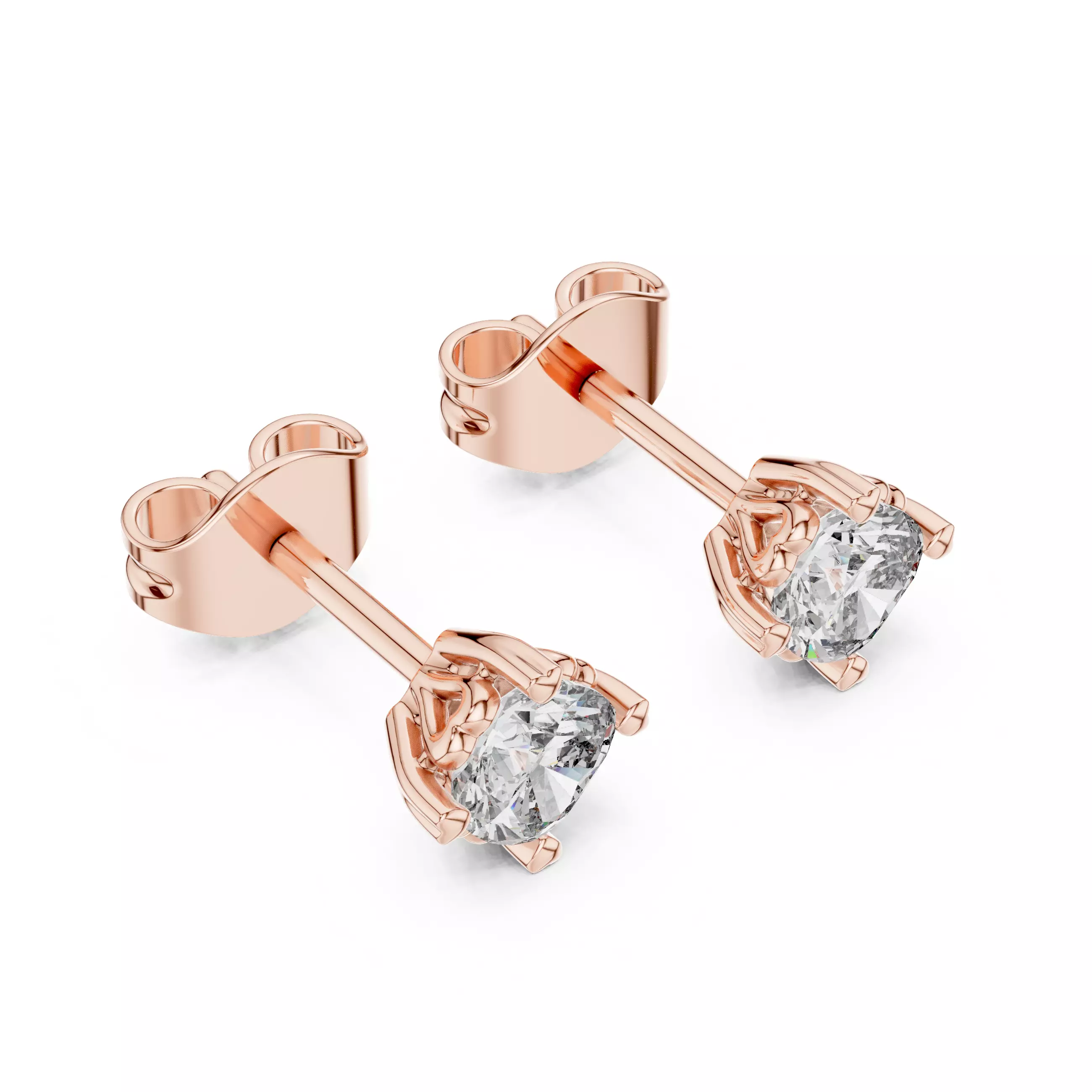 Cushion Diamond Studs Earrings 3dm stl renders 360 Animation  3D print model_1