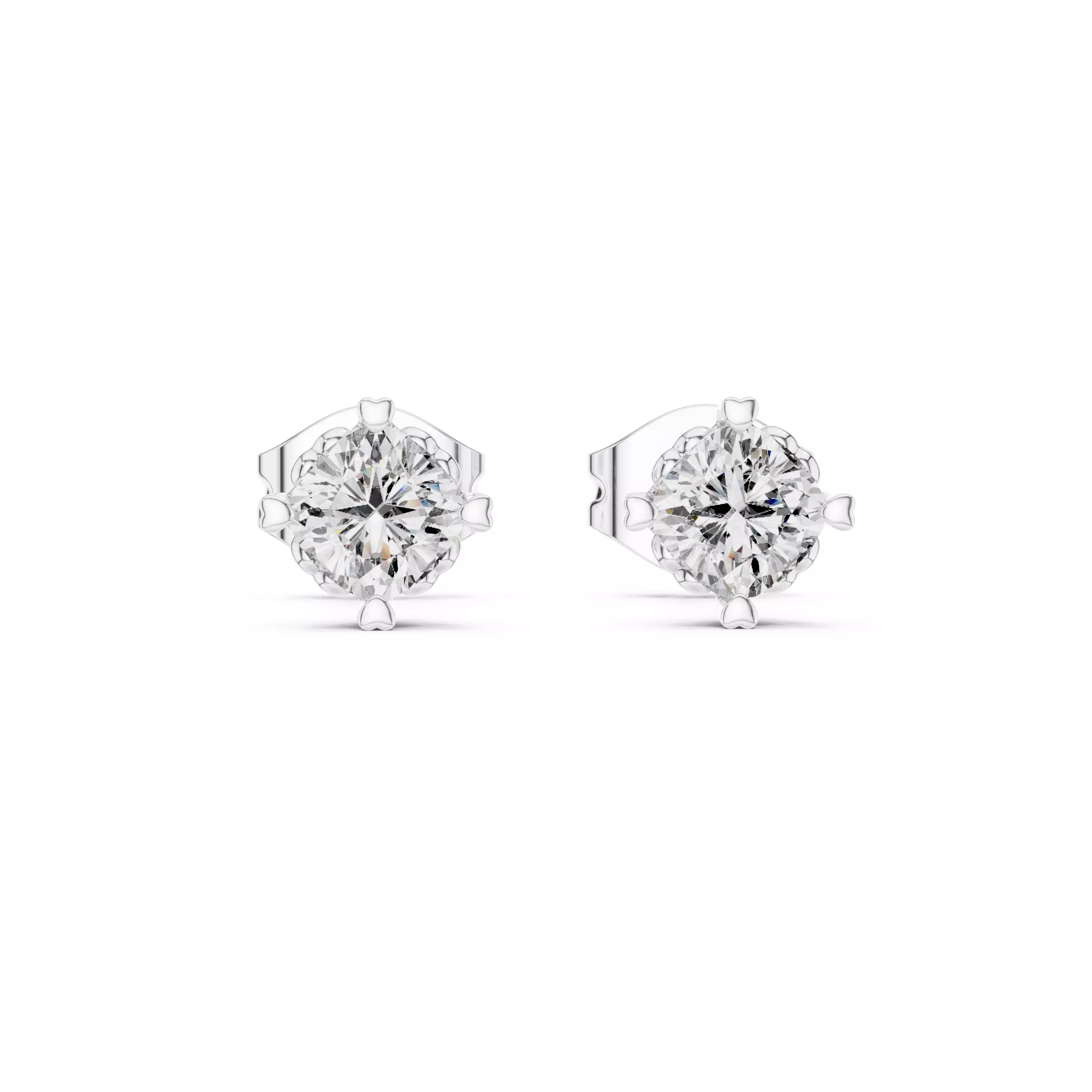 Cushion Diamond Studs Earrings 3dm stl renders 360 Animation  3D print model_5