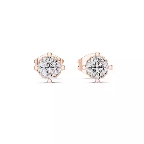 Cushion Diamond Studs Earrings 3dm stl renders 360 Animation 