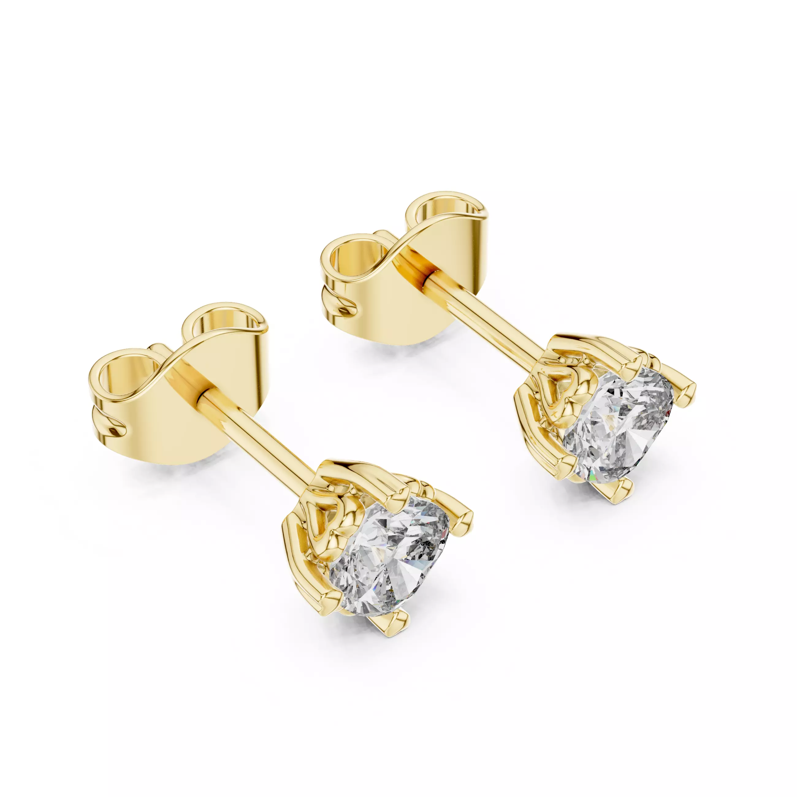 Cushion Diamond Studs Earrings 3dm stl renders 360 Animation  3D print model_6