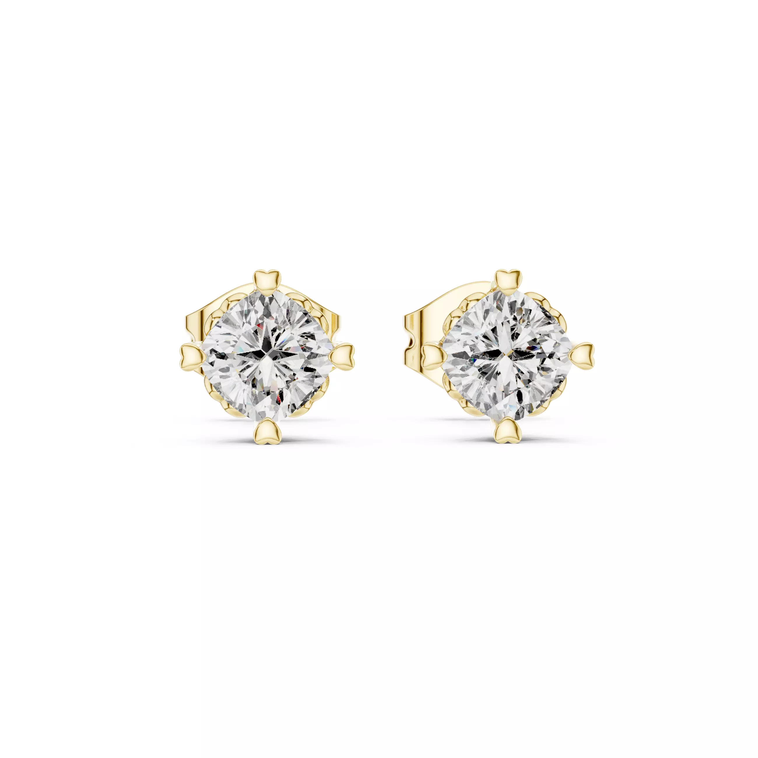 Round Diamond Studs Earrings 3dm stl renders 360 Animation 3D print model_8