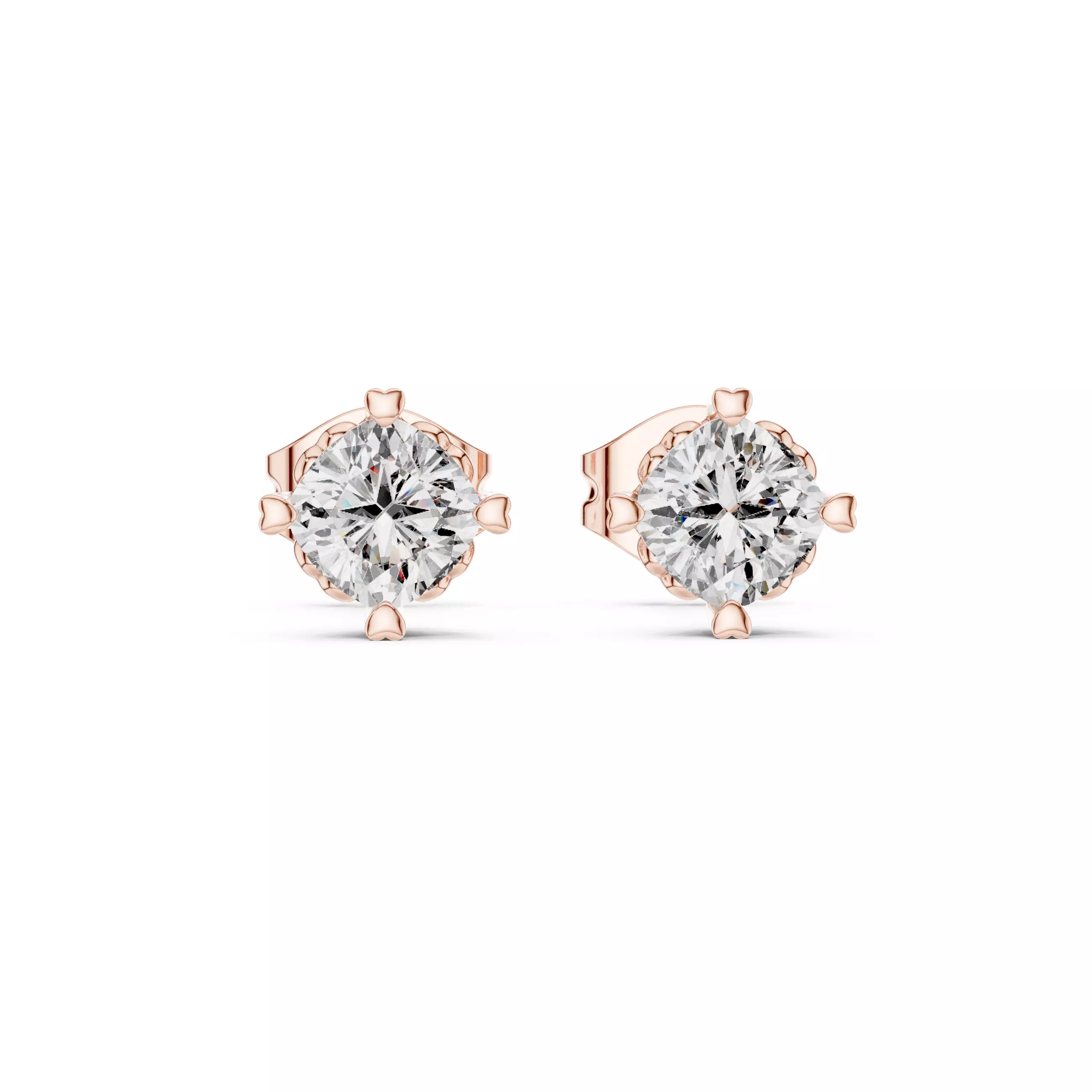 Round Diamond Studs Earrings 3dm stl renders 360 Animation 3D print model_0