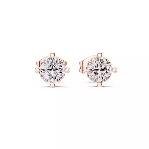 Round Diamond Studs Earrings 3dm stl renders 360 Animation 