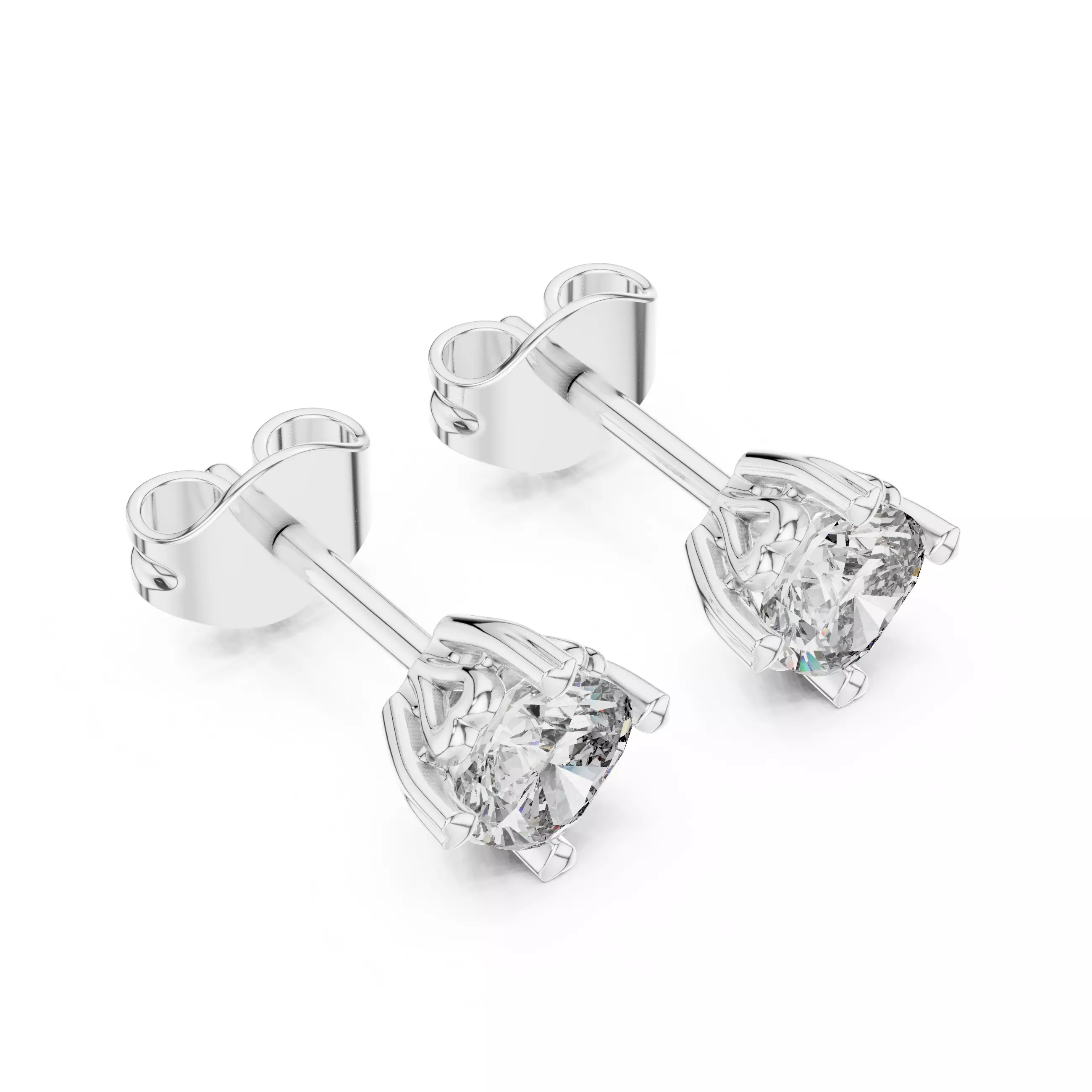 Round Diamond Studs Earrings 3dm stl renders 360 Animation 3D print model_3