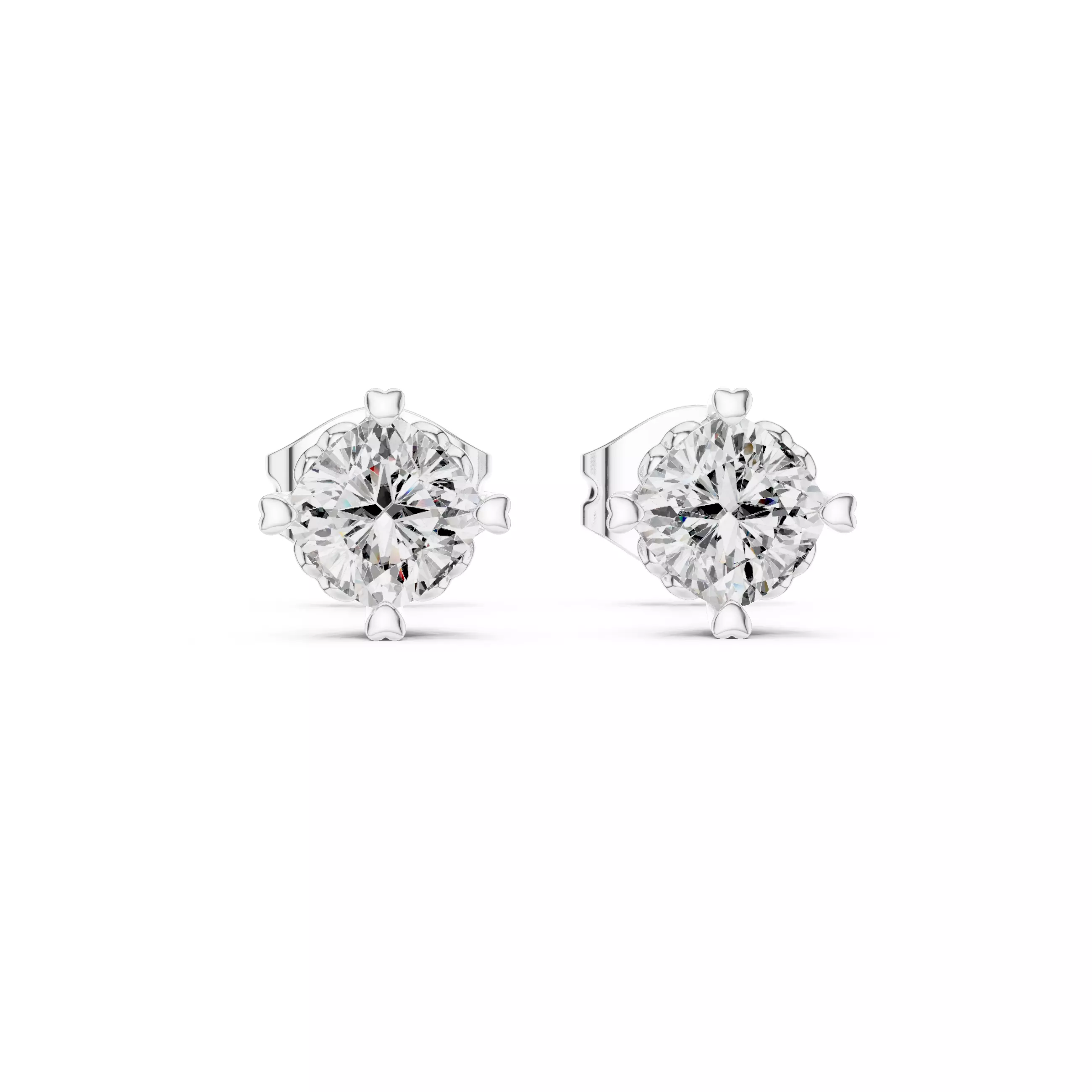 Round Diamond Studs Earrings 3dm stl renders 360 Animation 3D print model_5