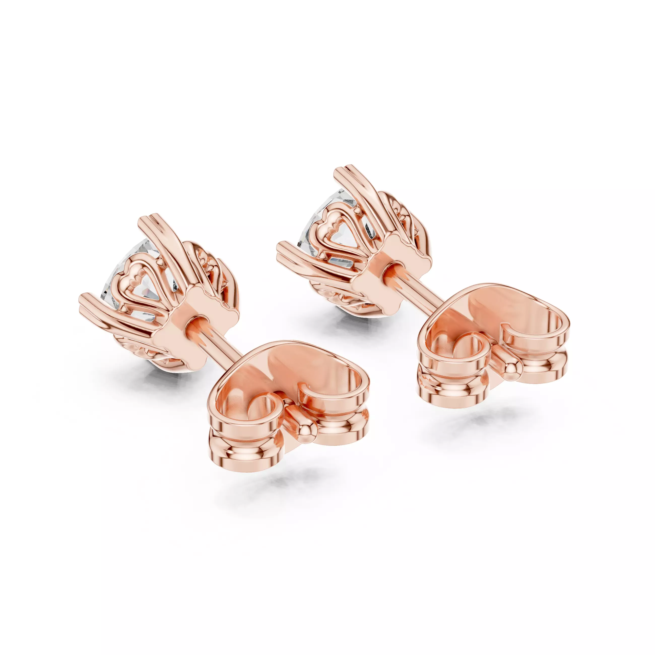 Round Diamond Studs Earrings 3dm stl renders 360 Animation 3D print model_2