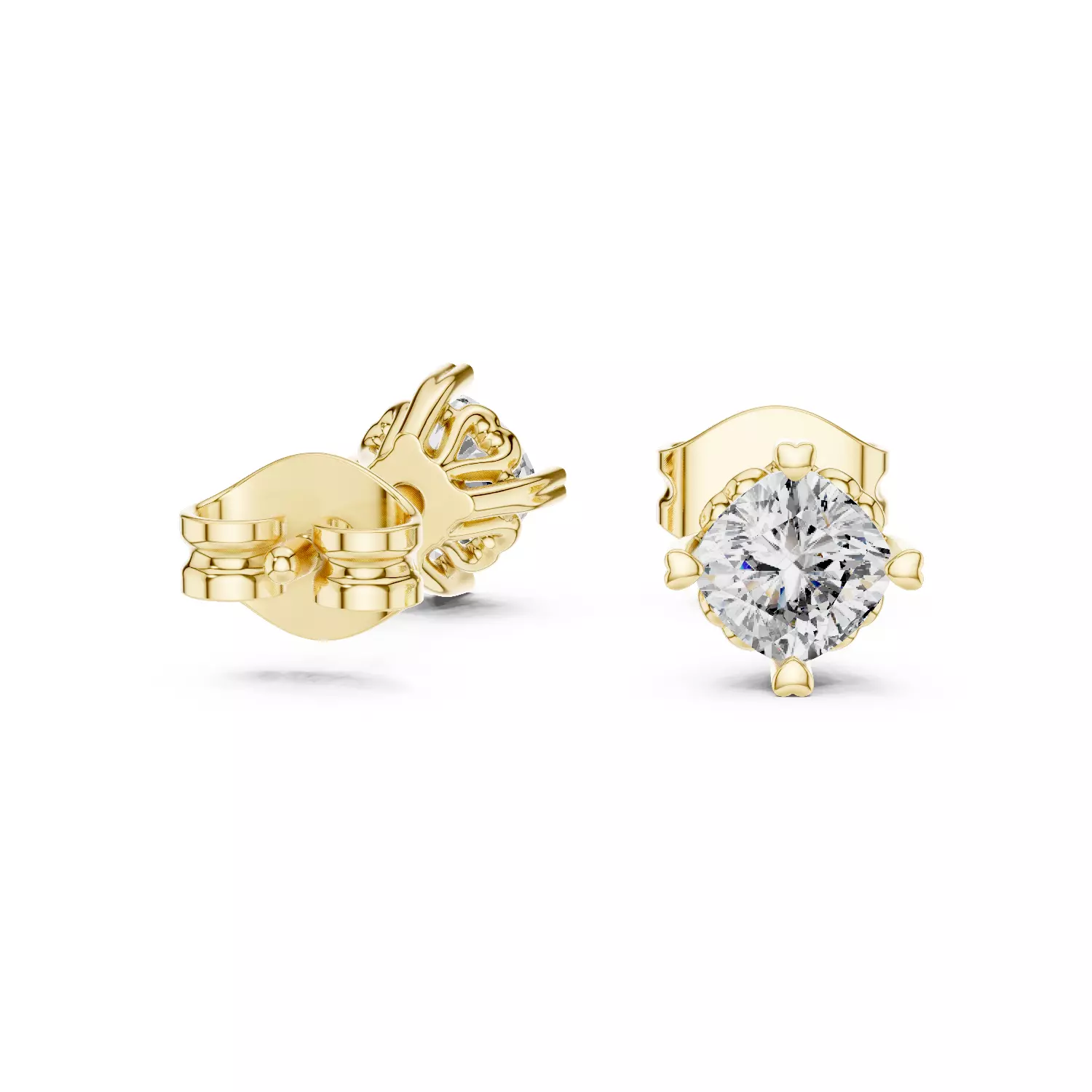 Round Diamond Studs Earrings 3dm stl renders 360 Animation 3D print model_11